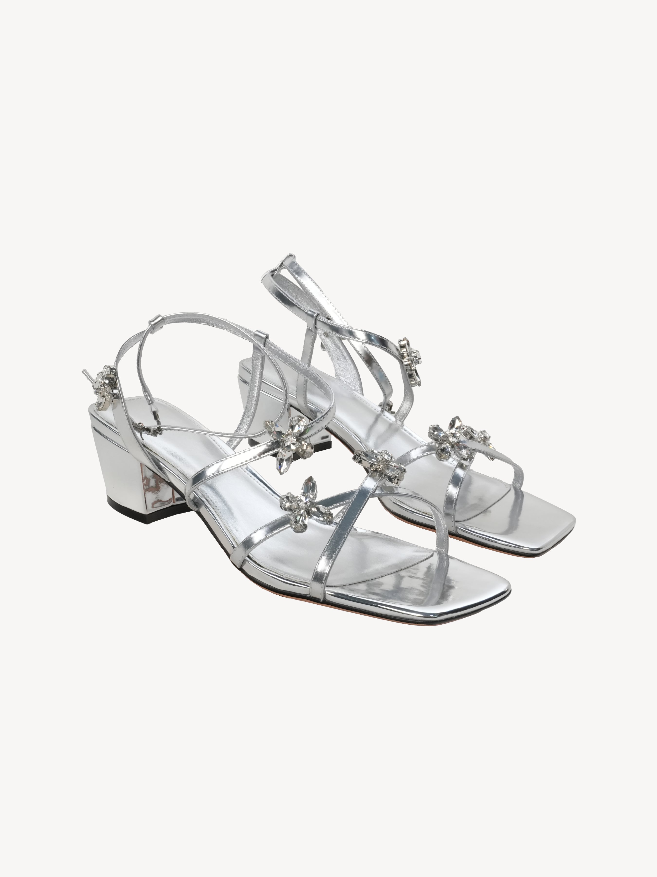 Embellished Metallic Sandals