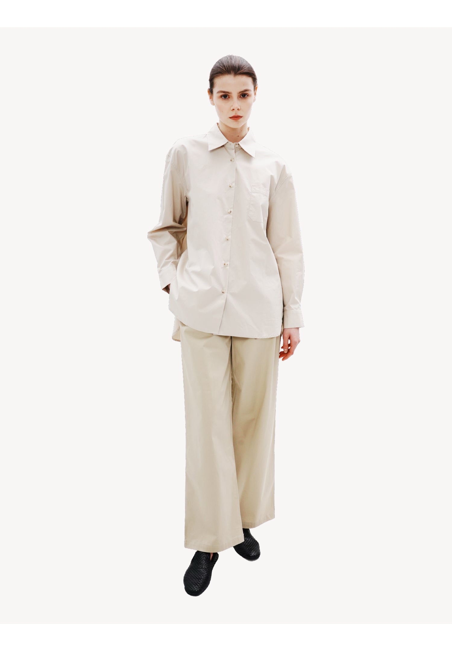 Wide-Leg Cotton Trousers