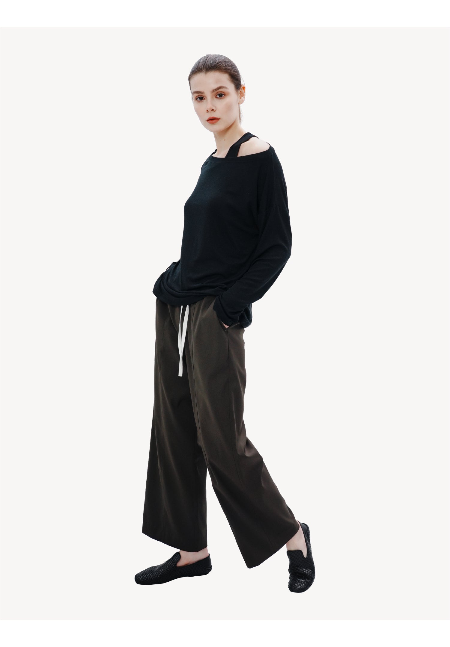 Relaxed Wool Drawstring Pants