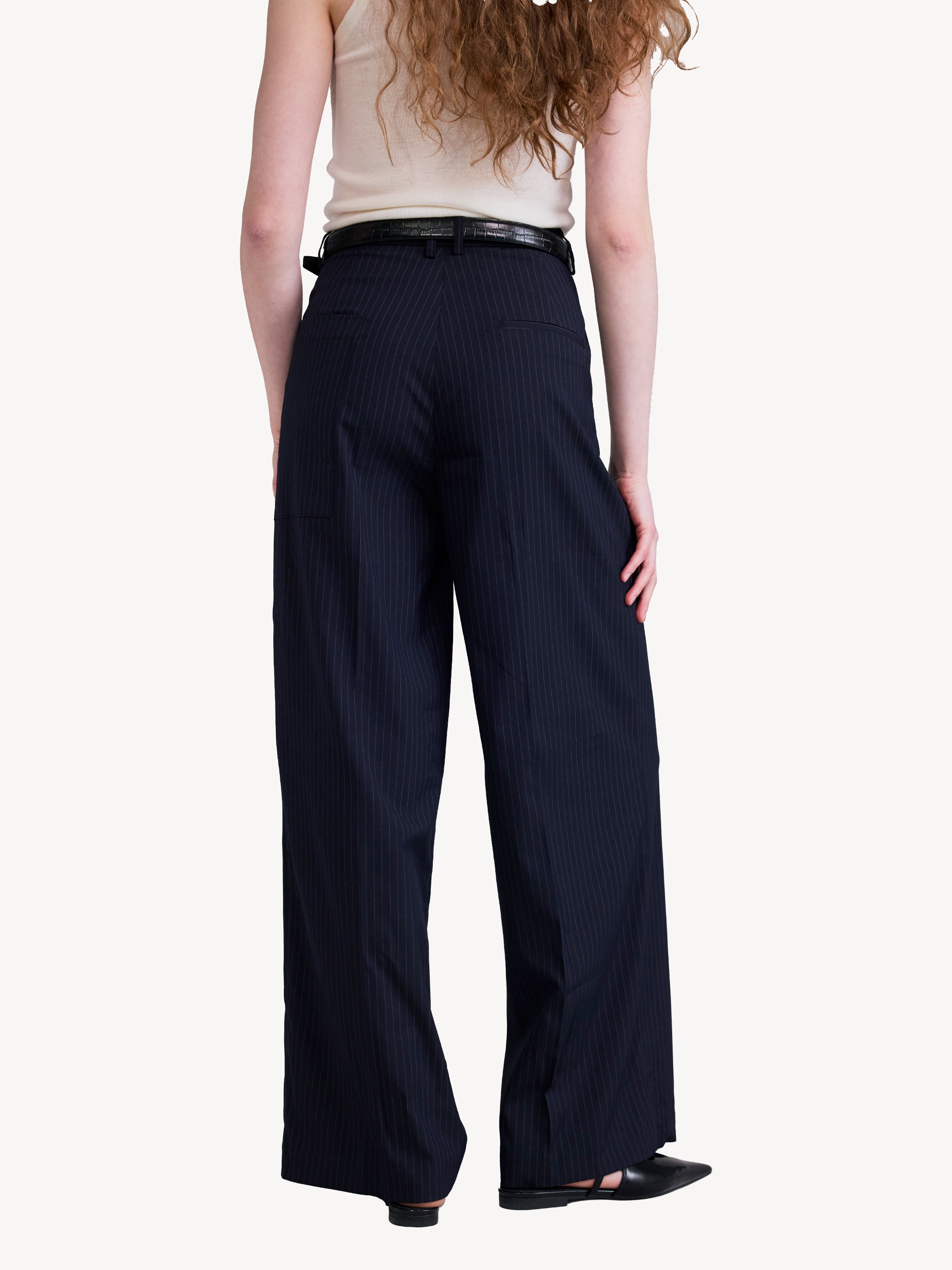 Pinstripe Wide Trousers