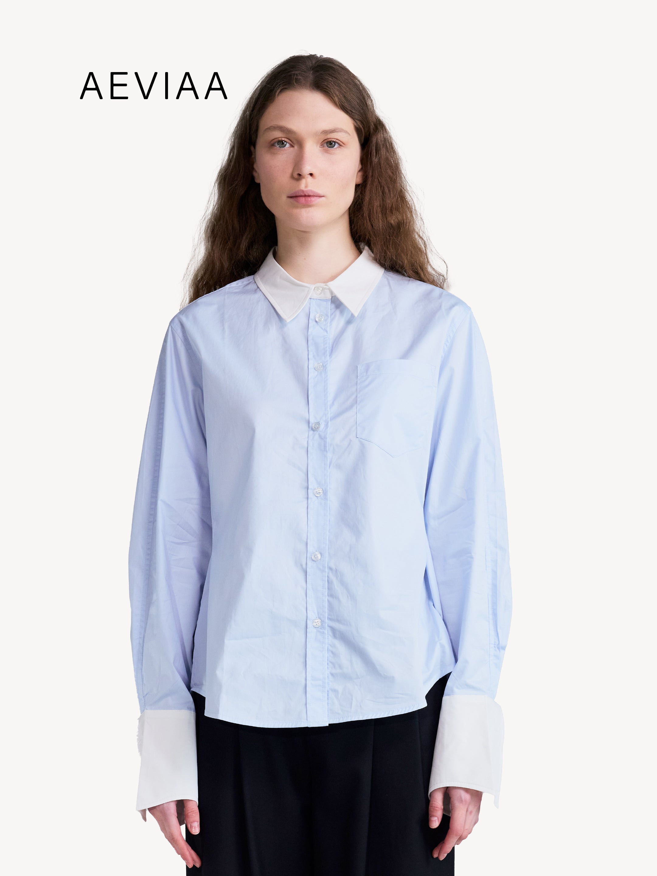 Contrast Collar Shirt