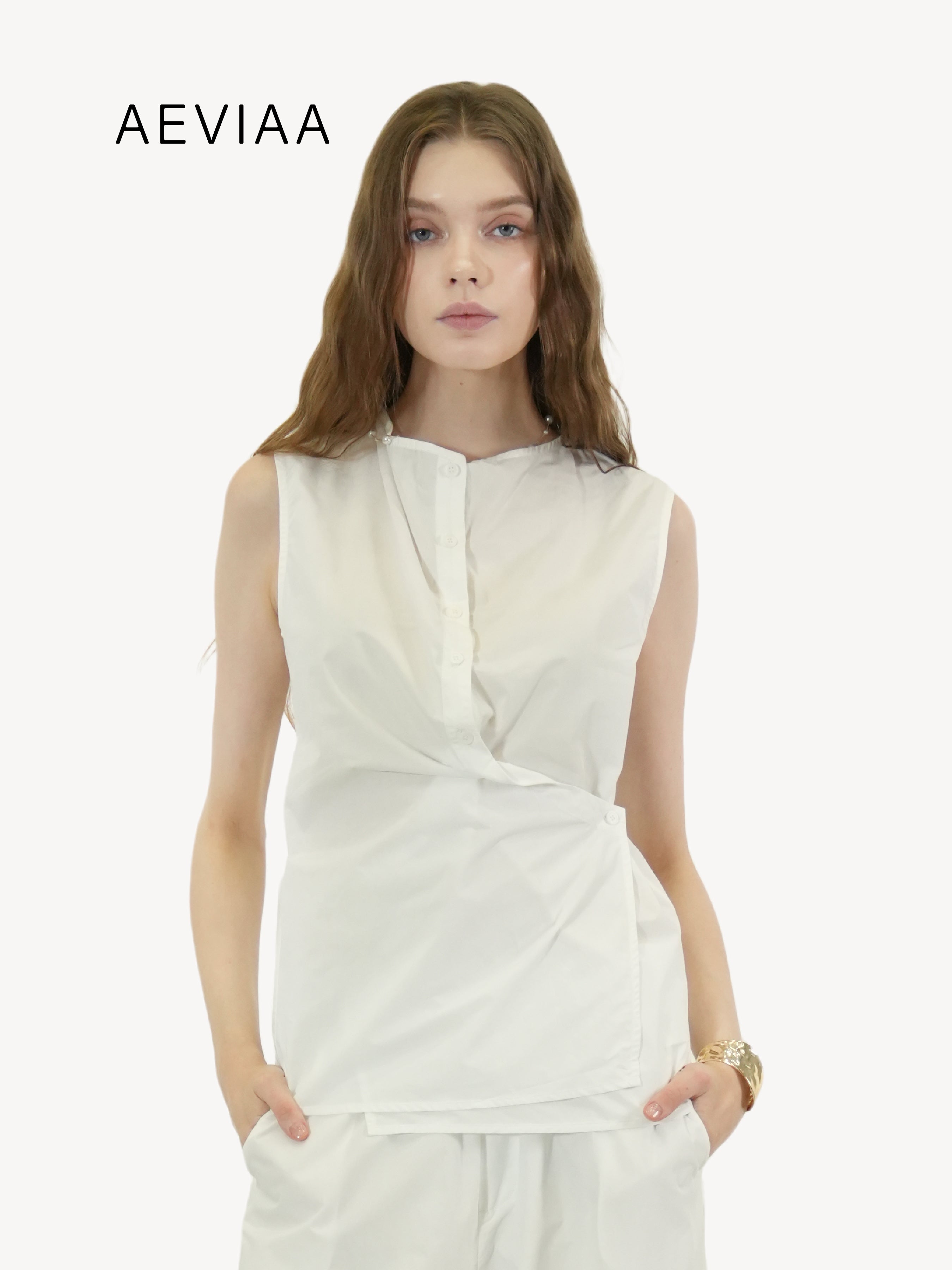 Cotton Sleeveless Wrap Top