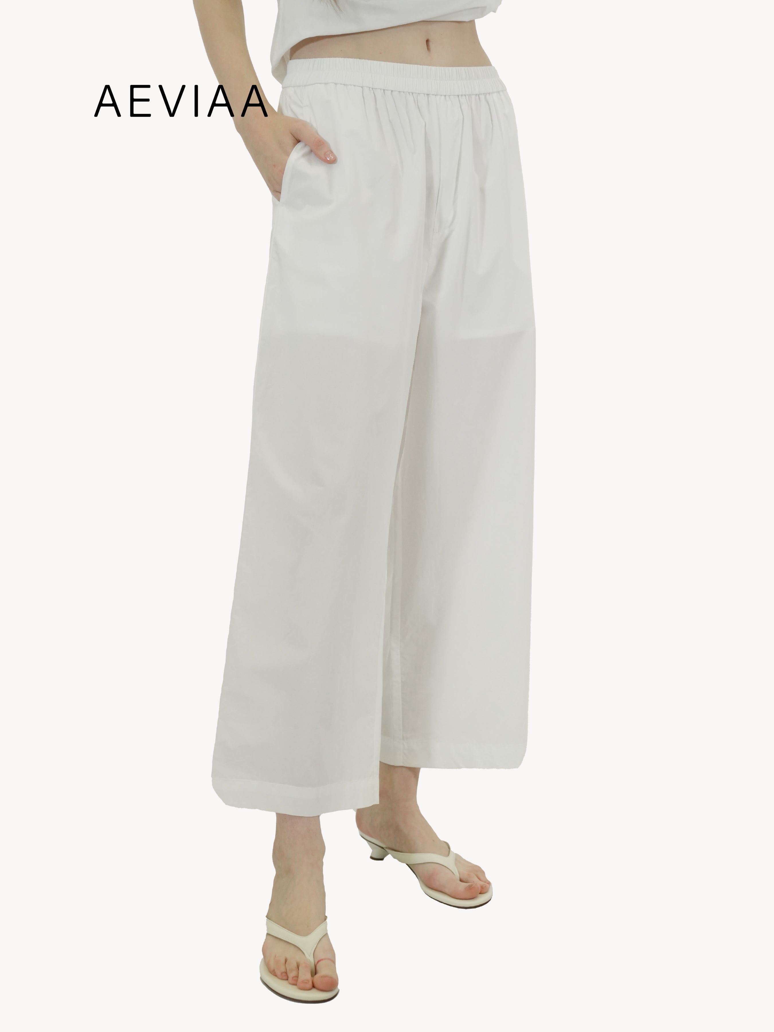 Cotton Wide-Leg Cropped Trousers