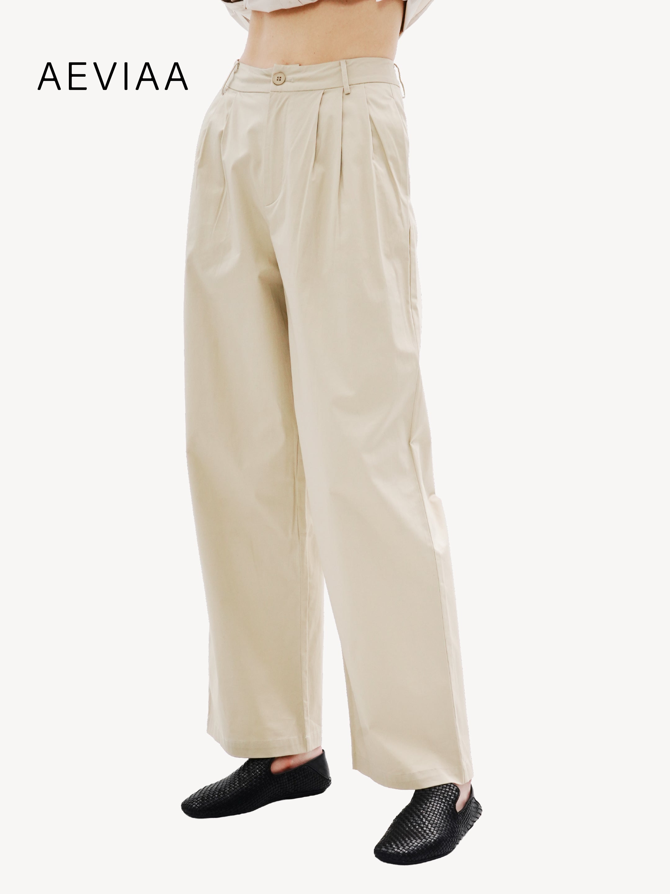 Wide-Leg Cotton Trousers