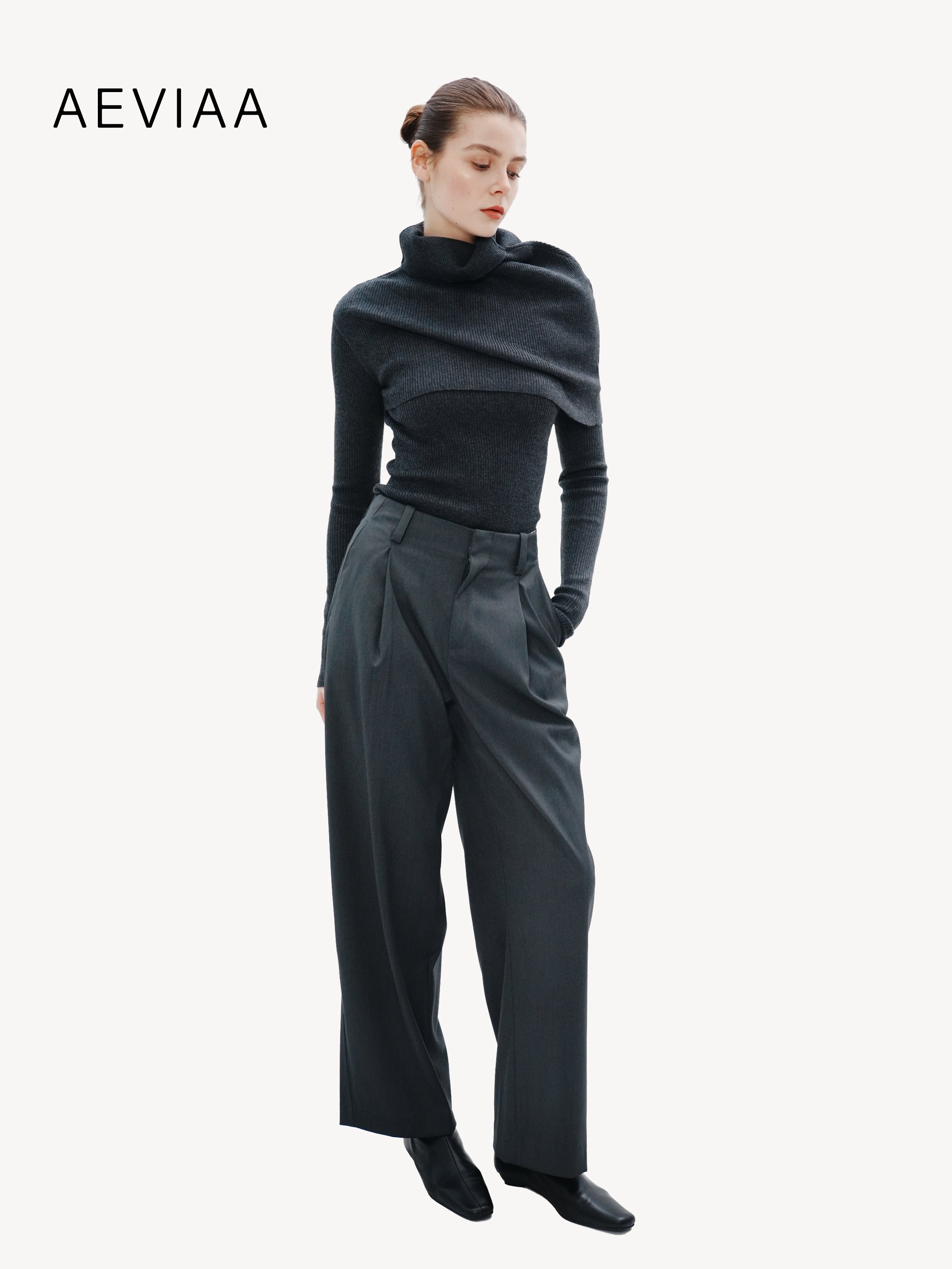 Ribbed Wool Wrap Knit