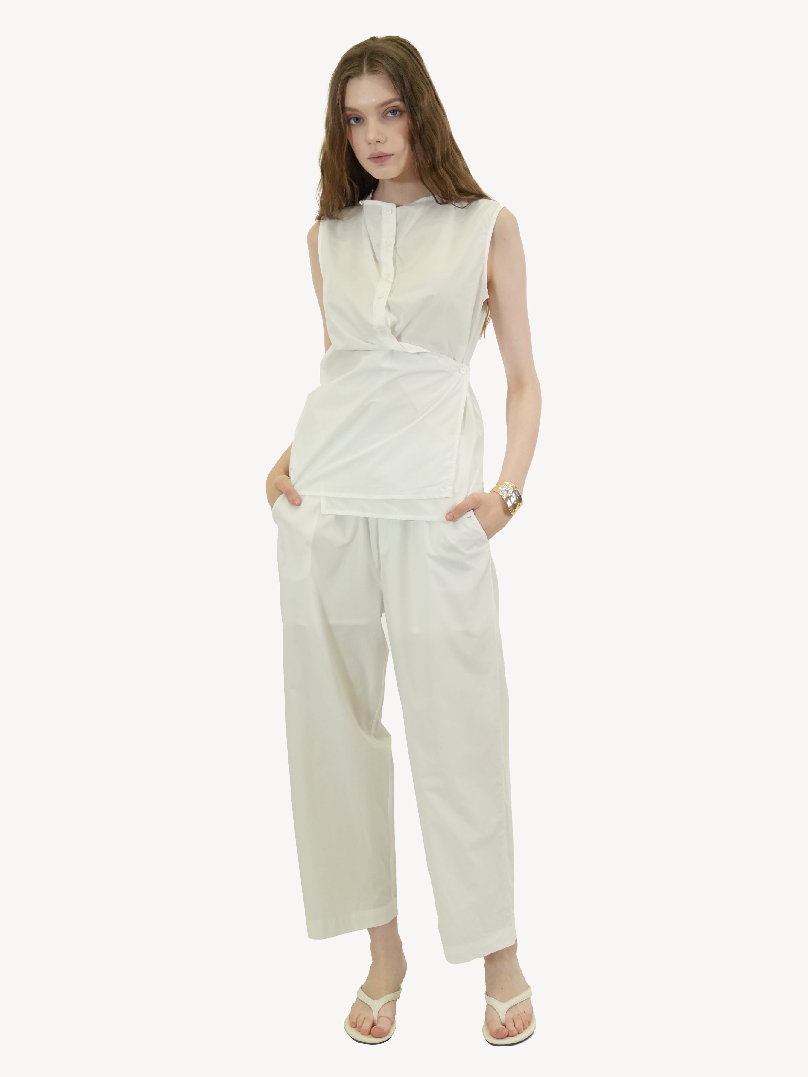 Cotton Wide-Leg Cropped Trousers