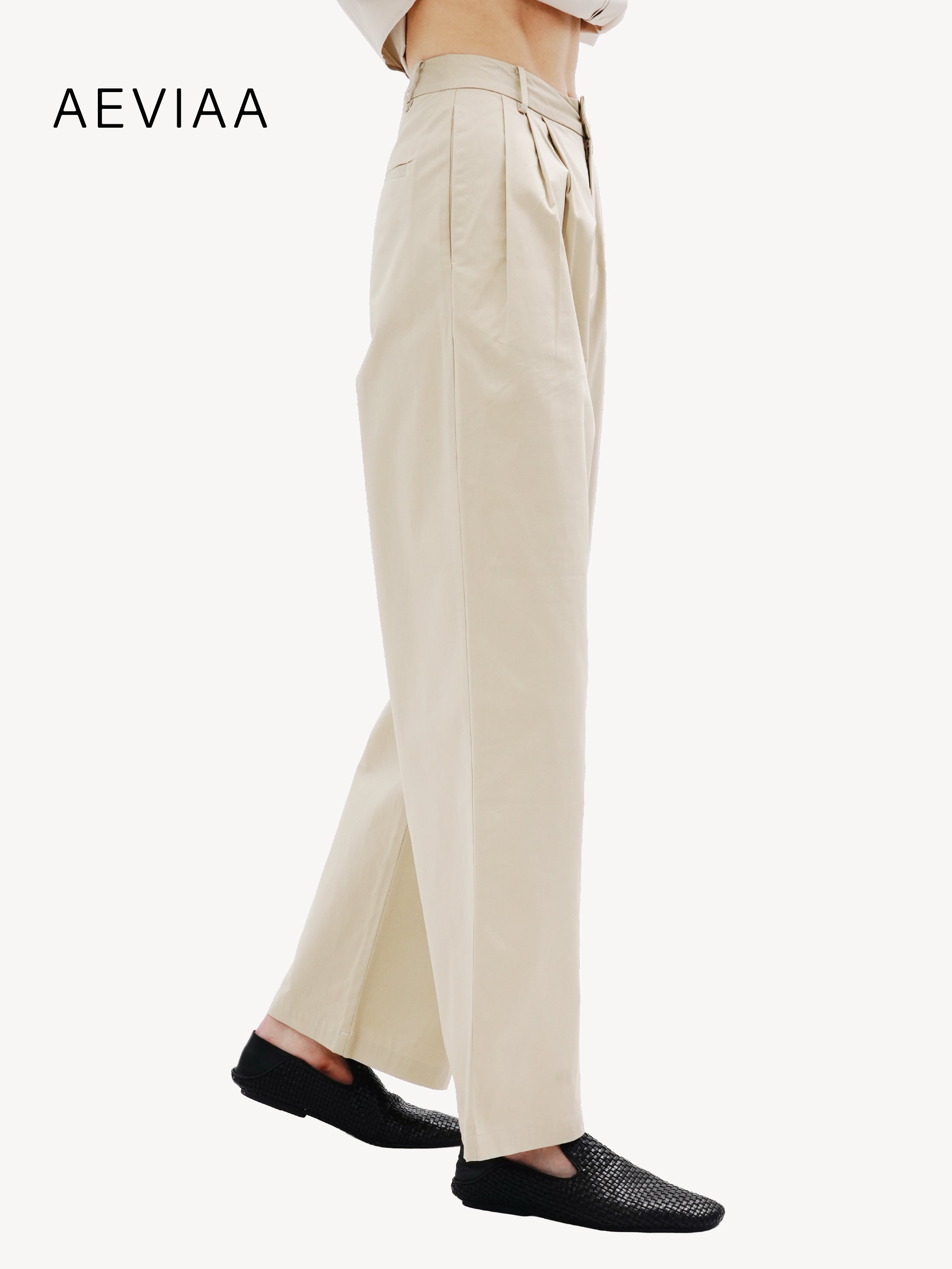 Wide-Leg Cotton Trousers