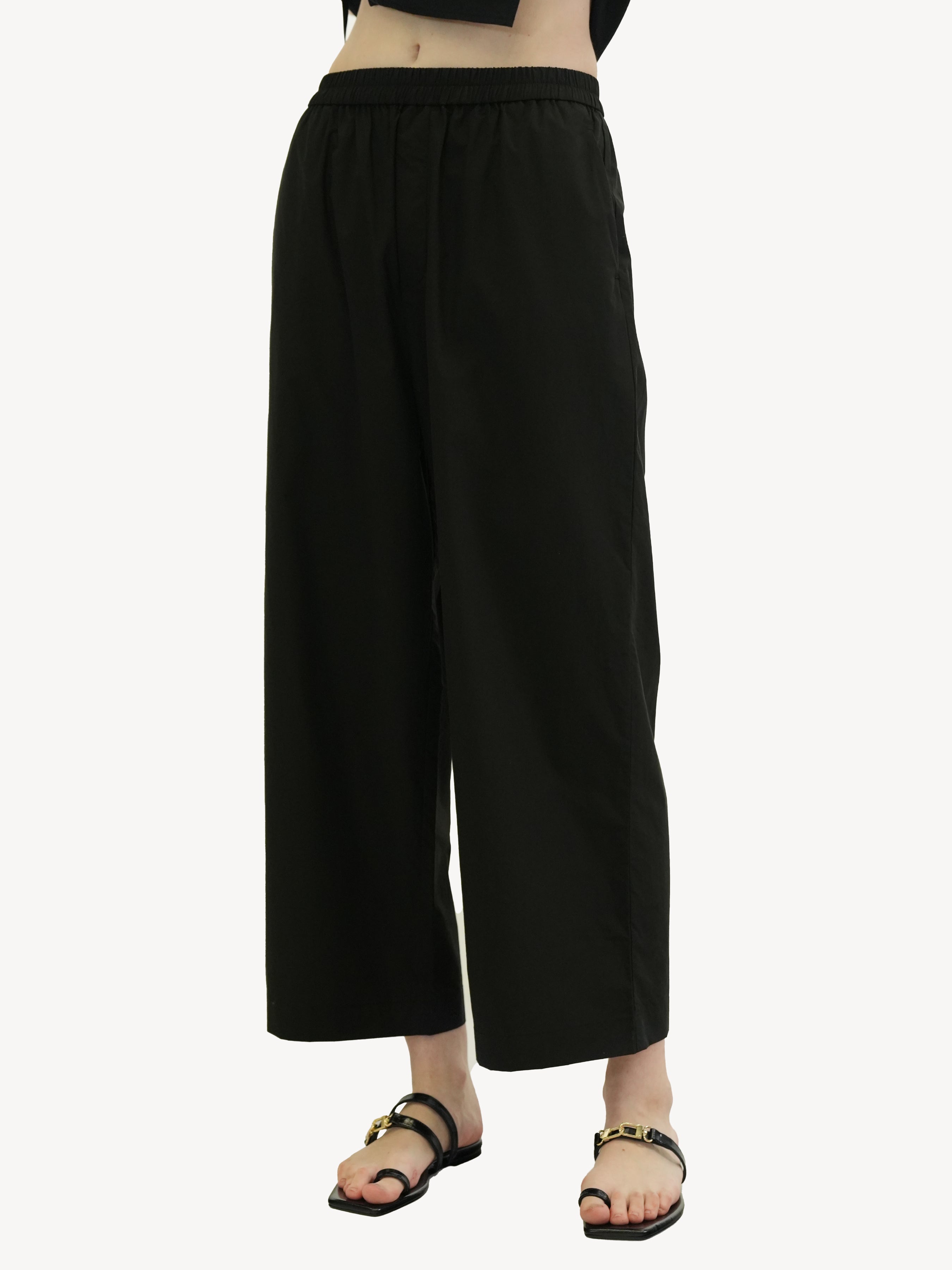 Cotton Wide-Leg Cropped Trousers