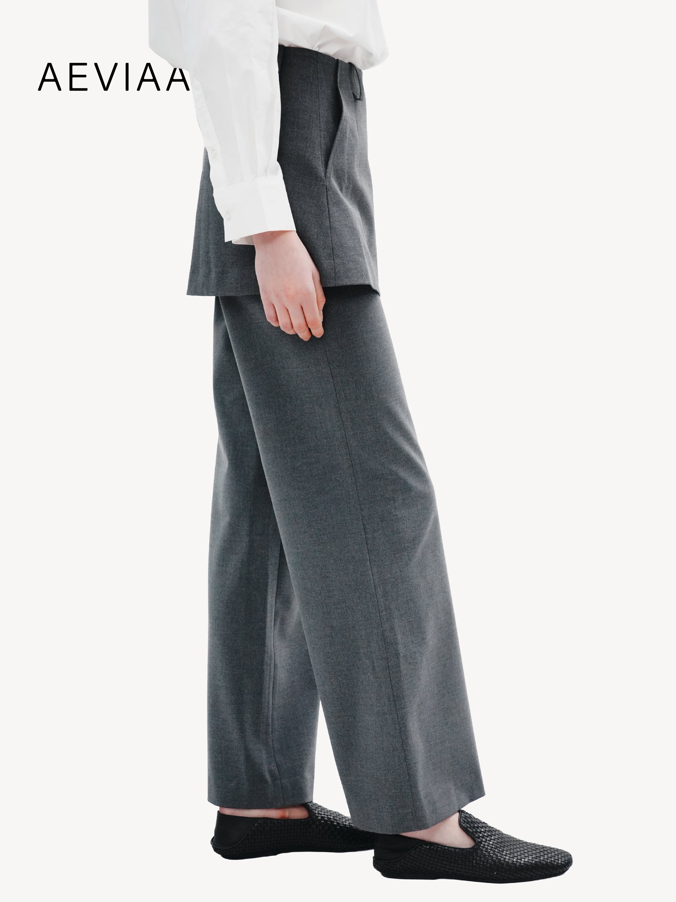 Layered Wool-Blend Trousers
