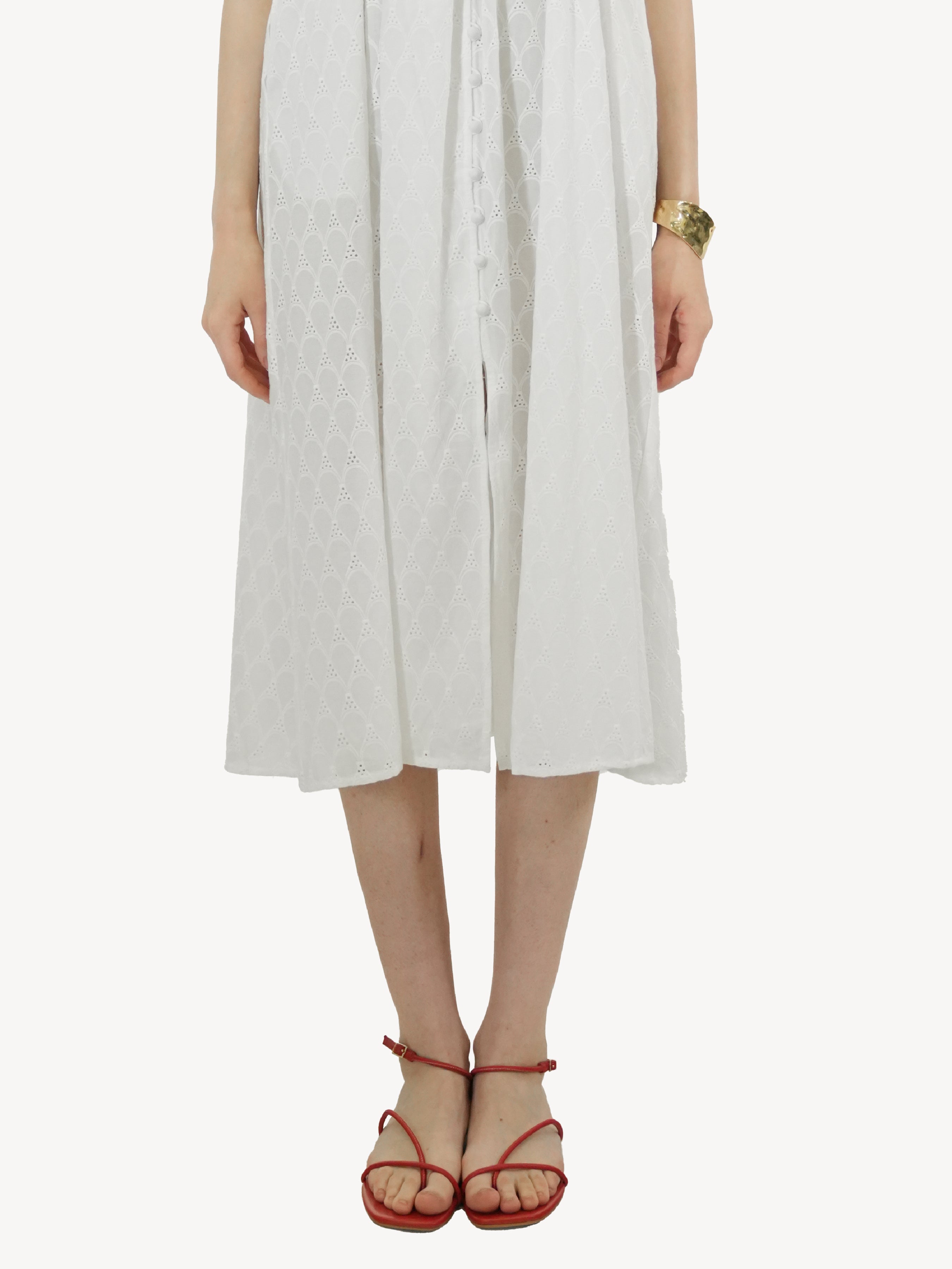 Cotton Puff Sleeve Midi Dress