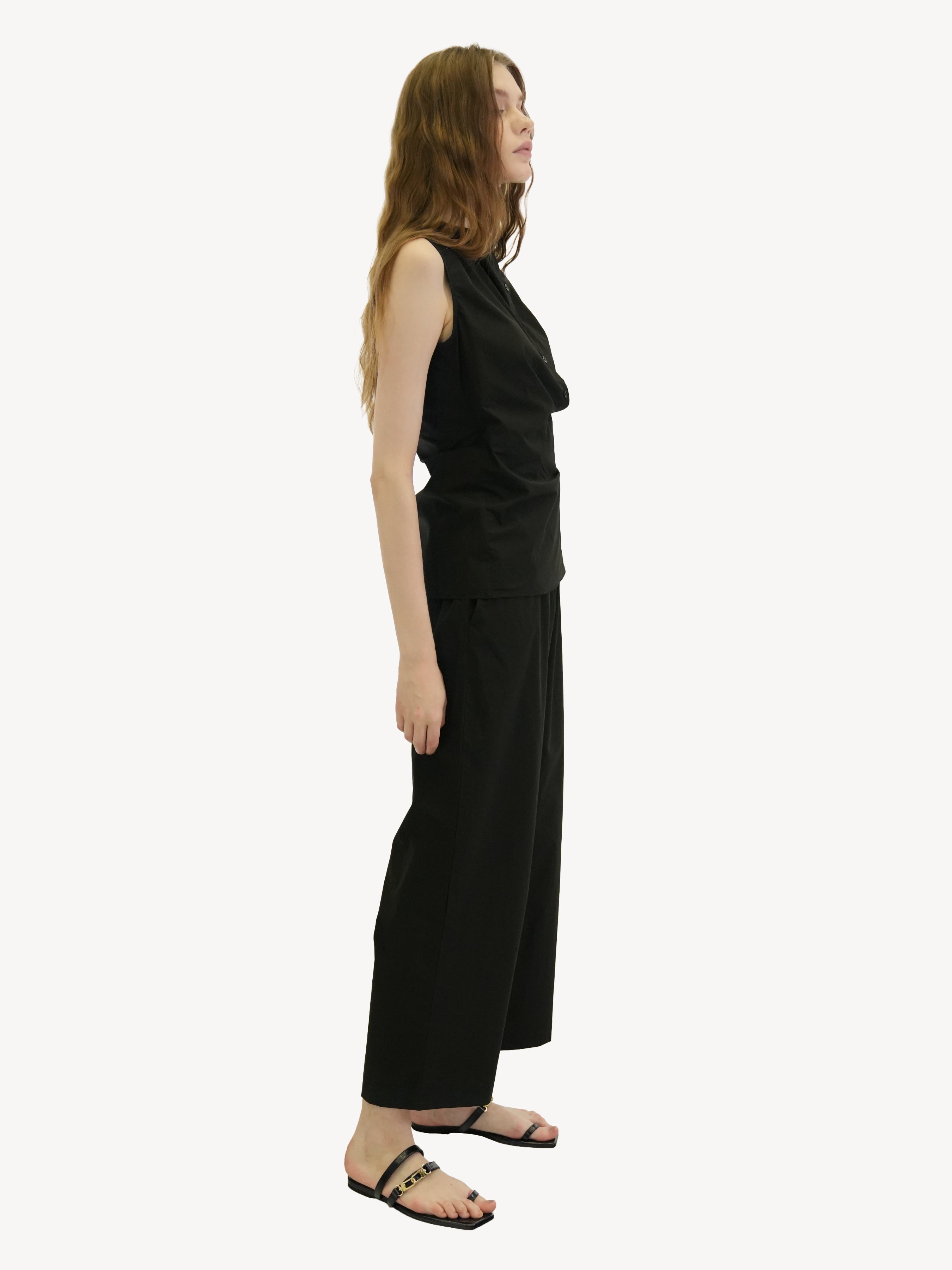 Cotton Wide-Leg Cropped Trousers