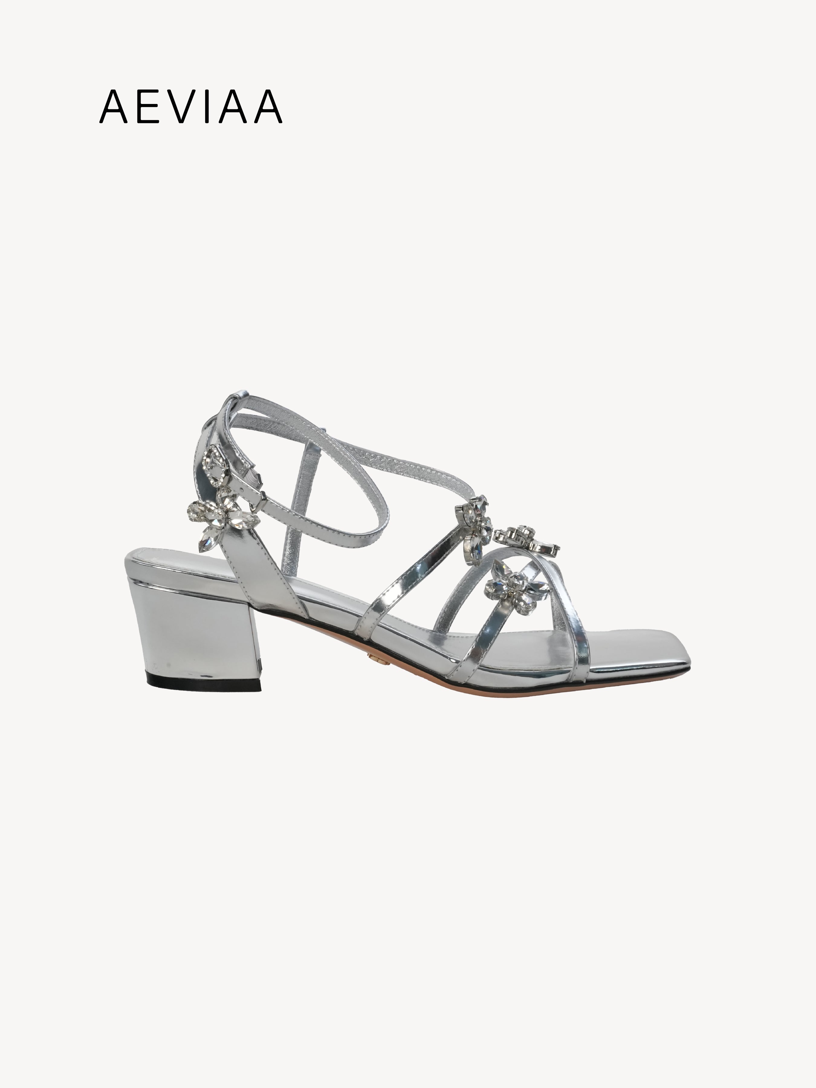 Embellished Metallic Sandals