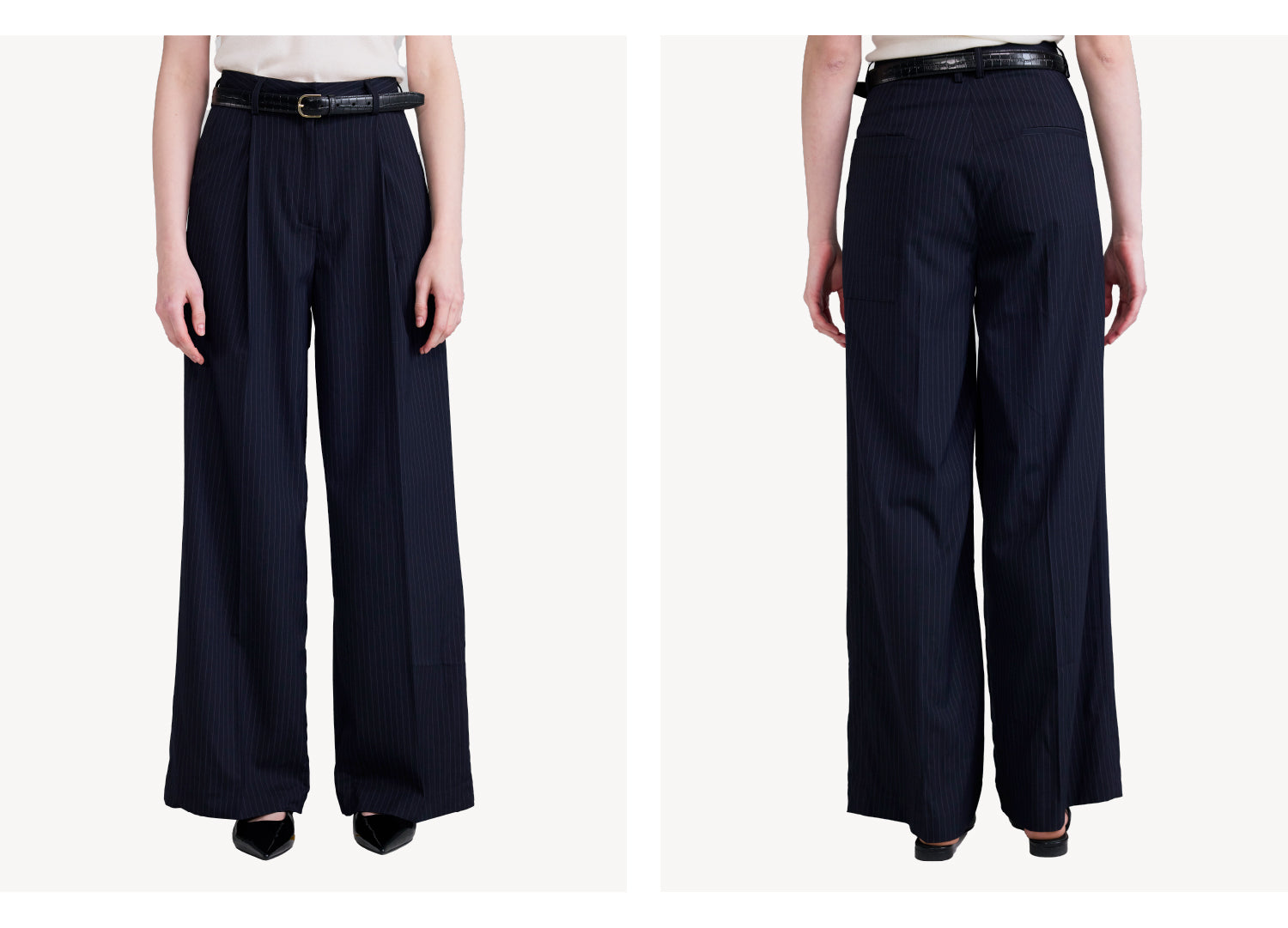 Pinstripe Wide Trousers