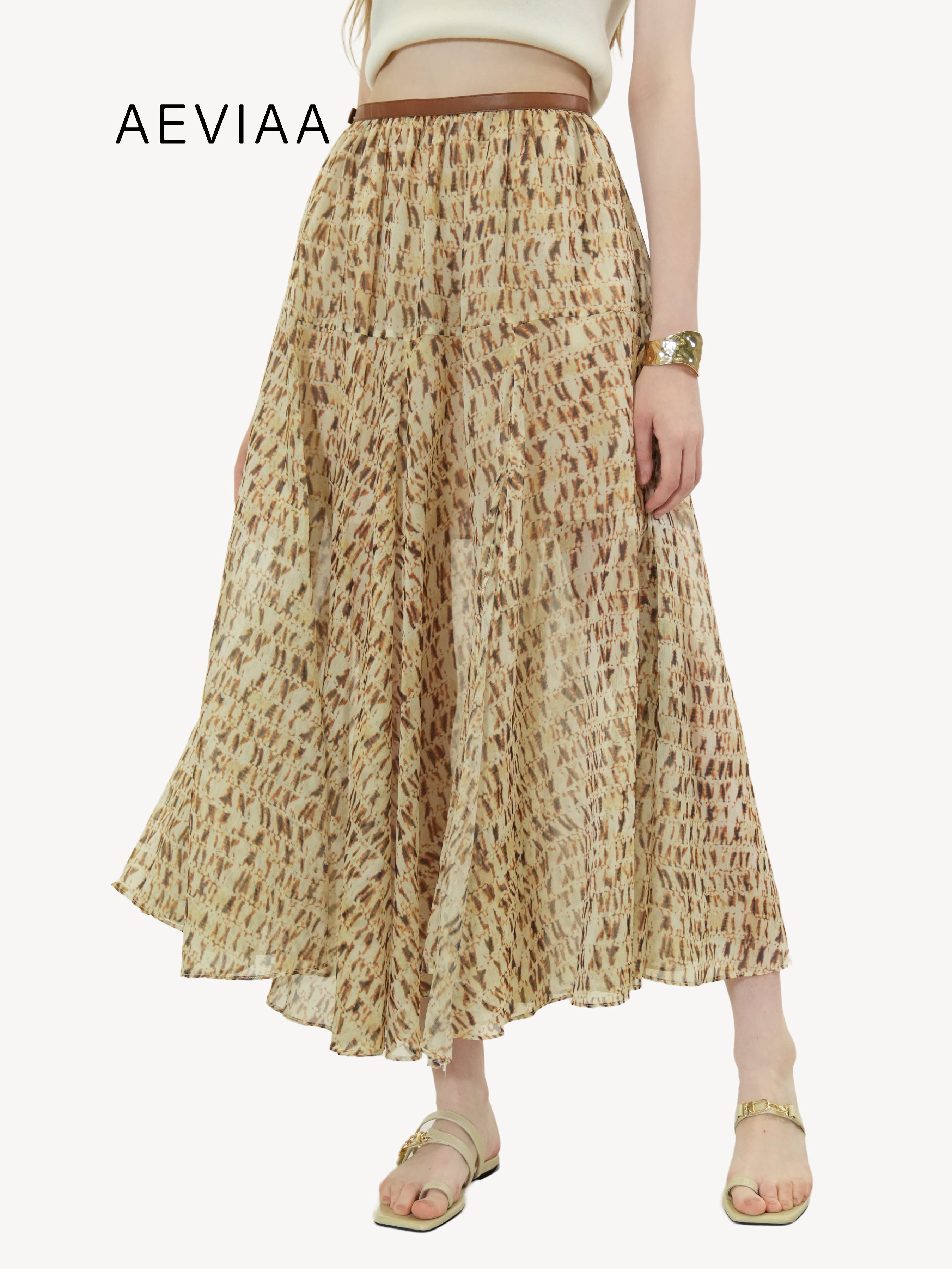 Abstract Print Asymmetrical Skirt