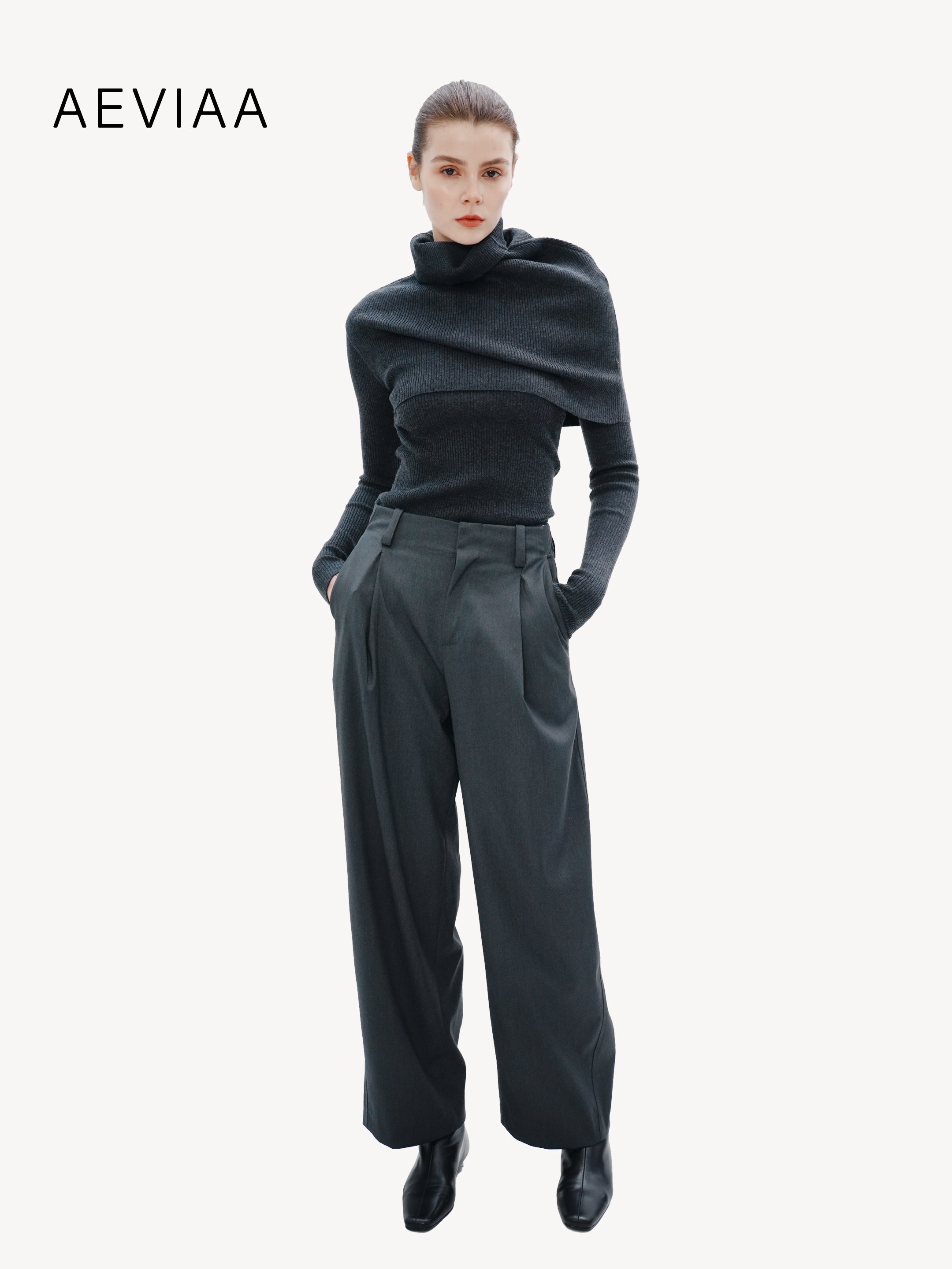 Ribbed Wool Wrap Knit