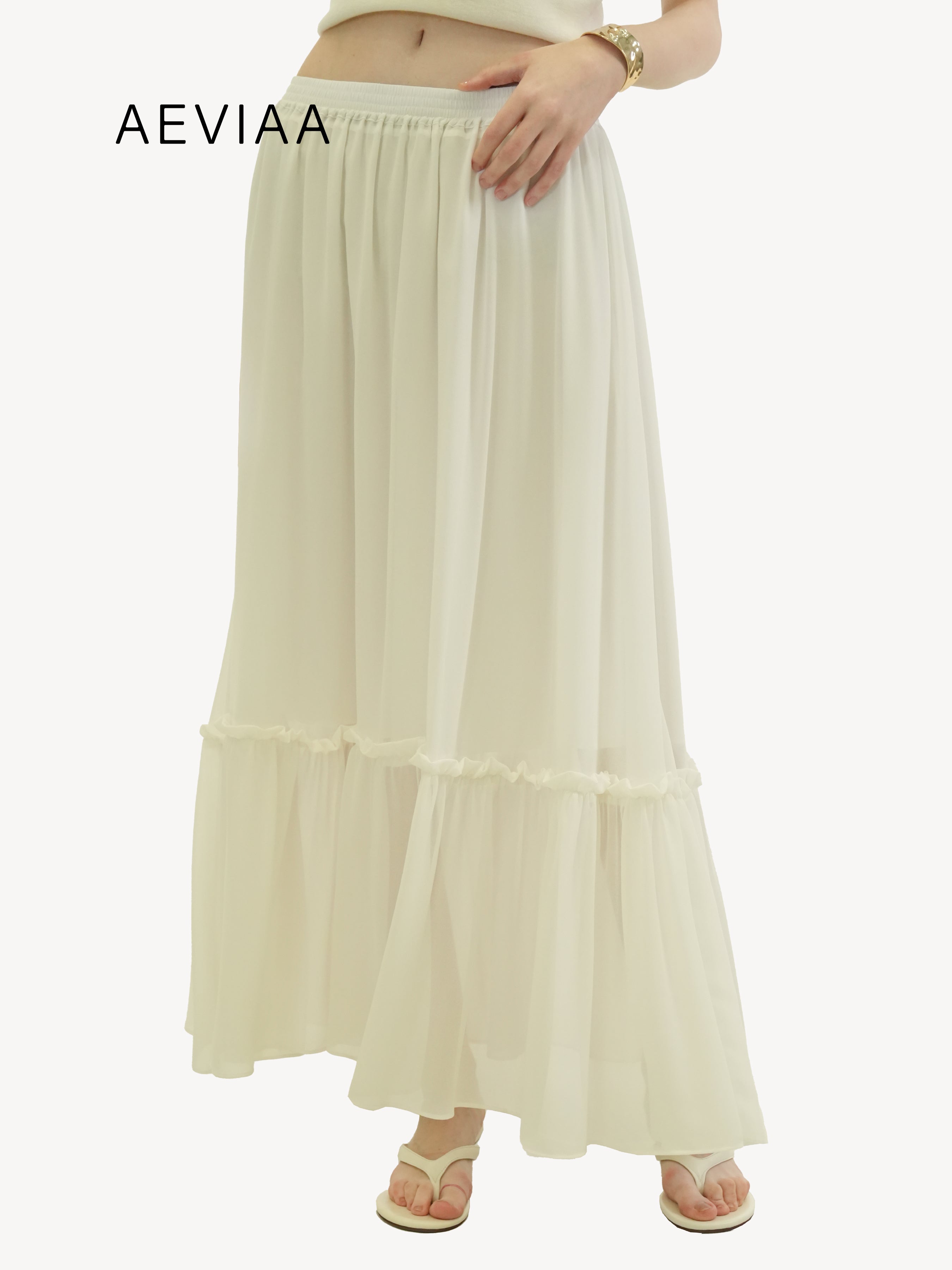 Tiered Viscose Maxi Skirt