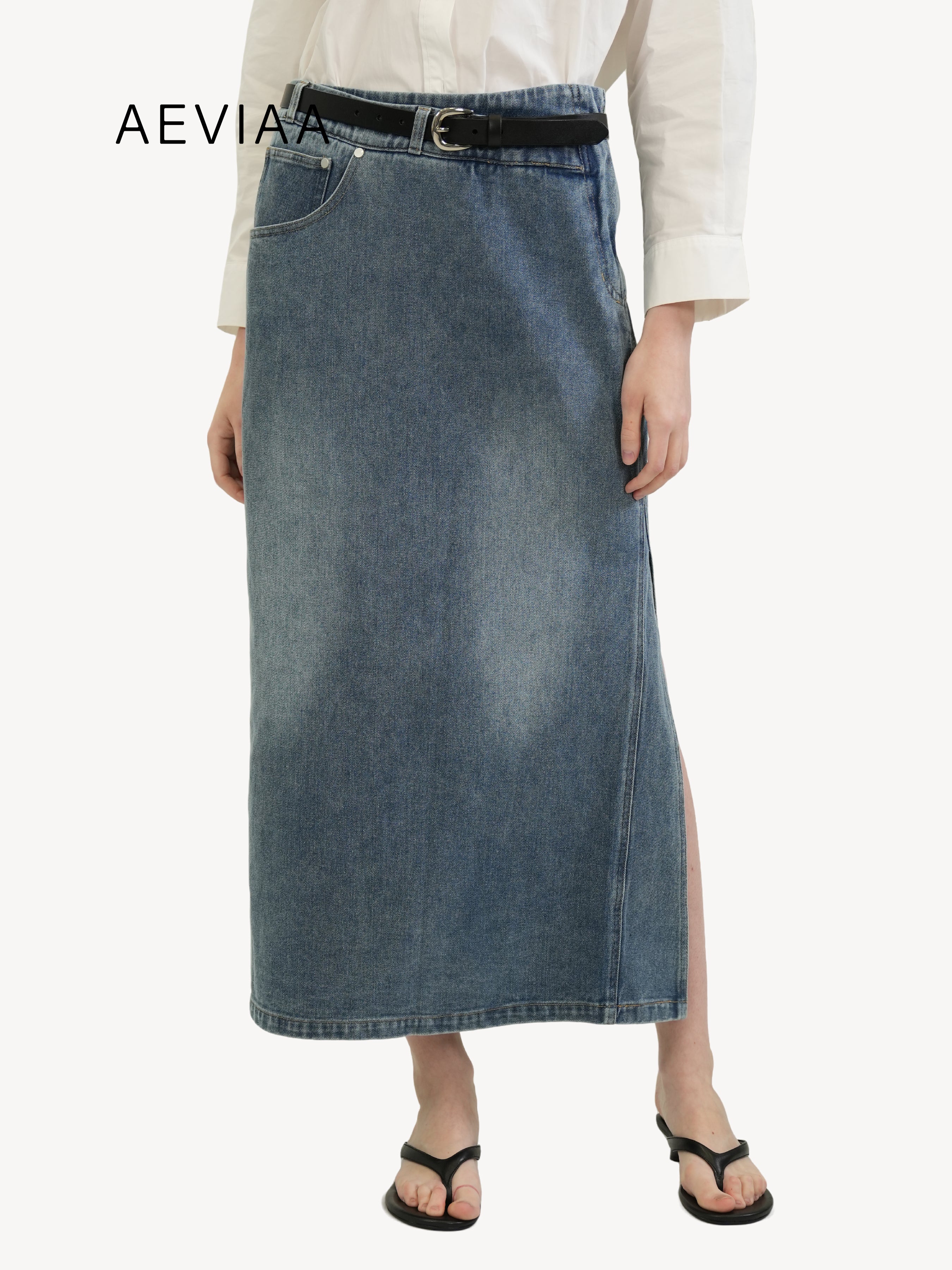 The Denim Split Skirt