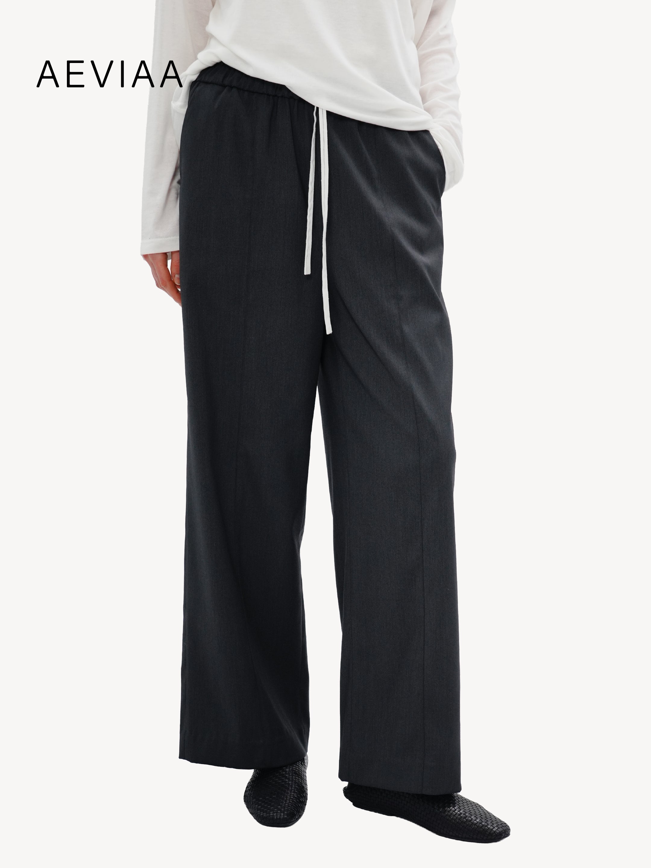 Relaxed Wool Drawstring Pants