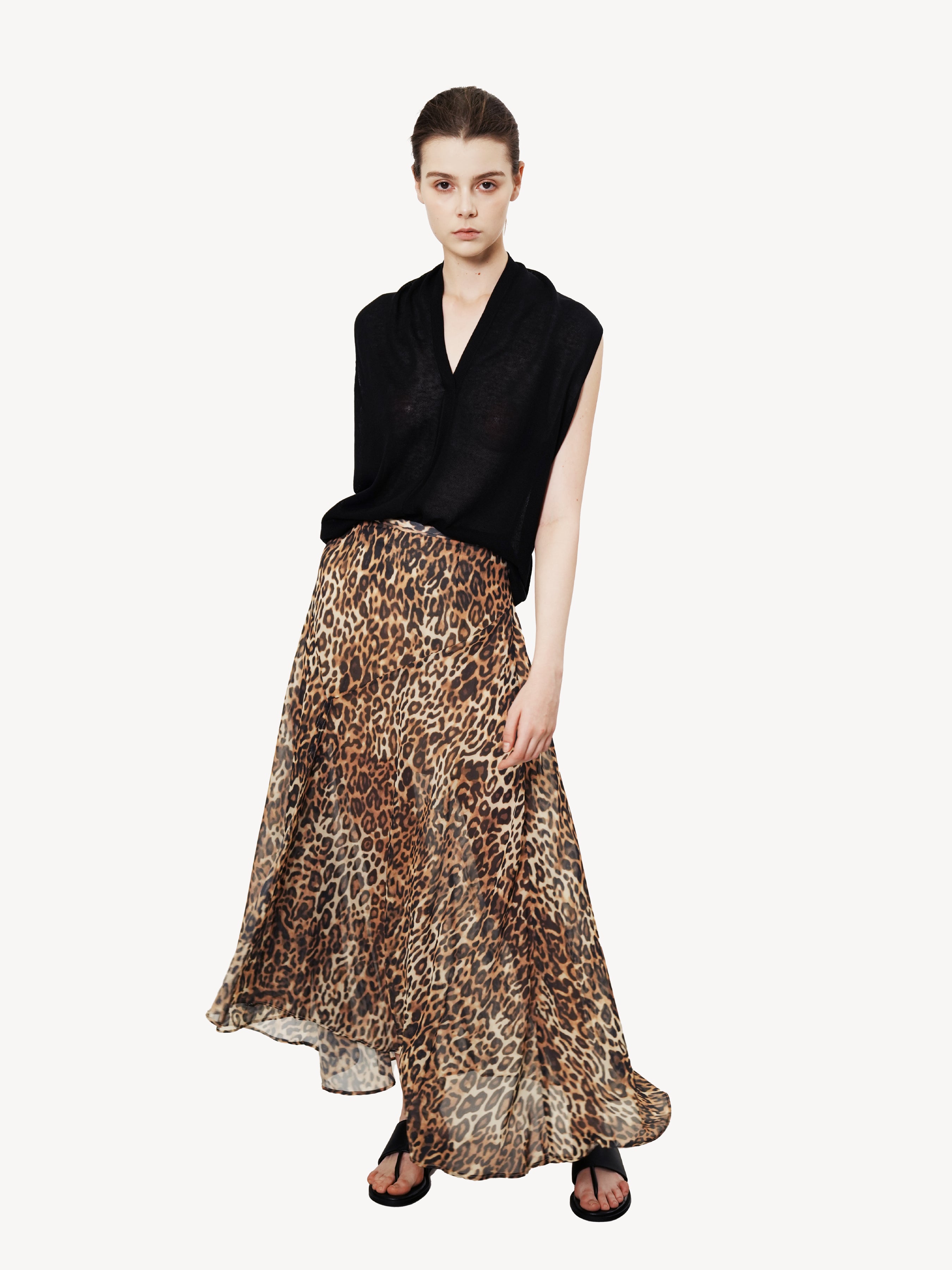 Leopard Print Midi Skirt