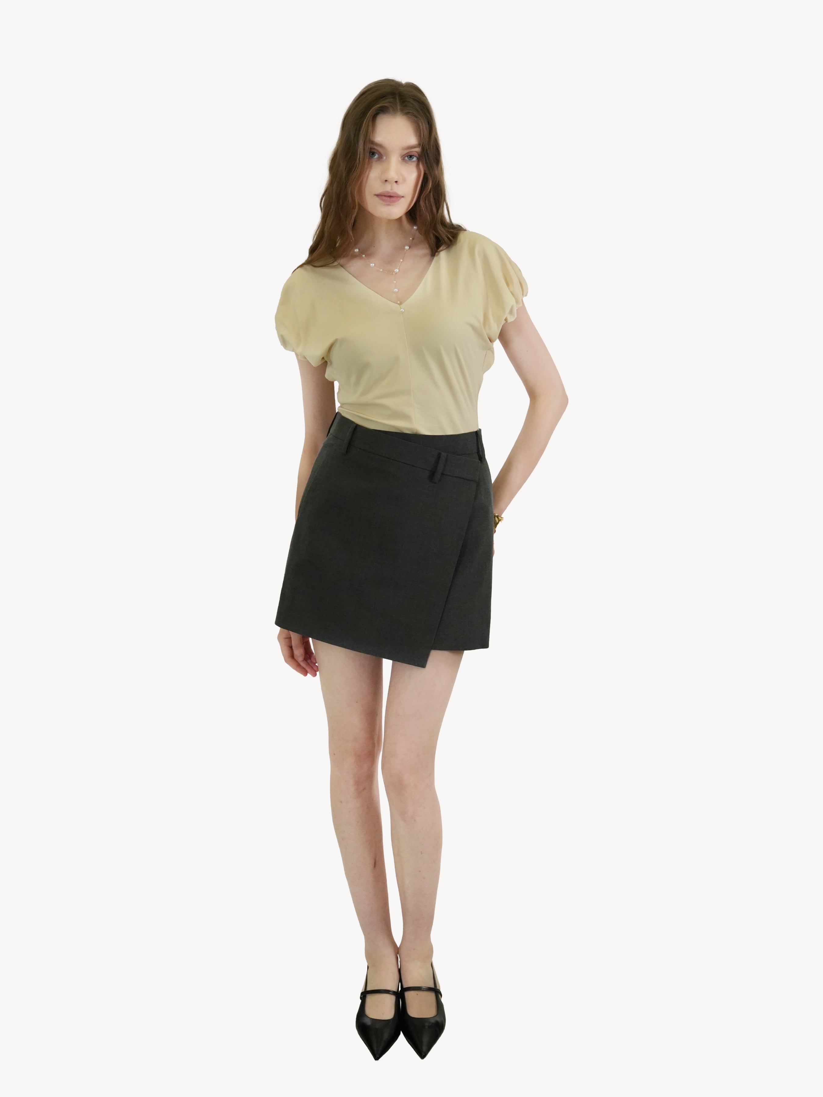 Wool Wrap Mini Skirt