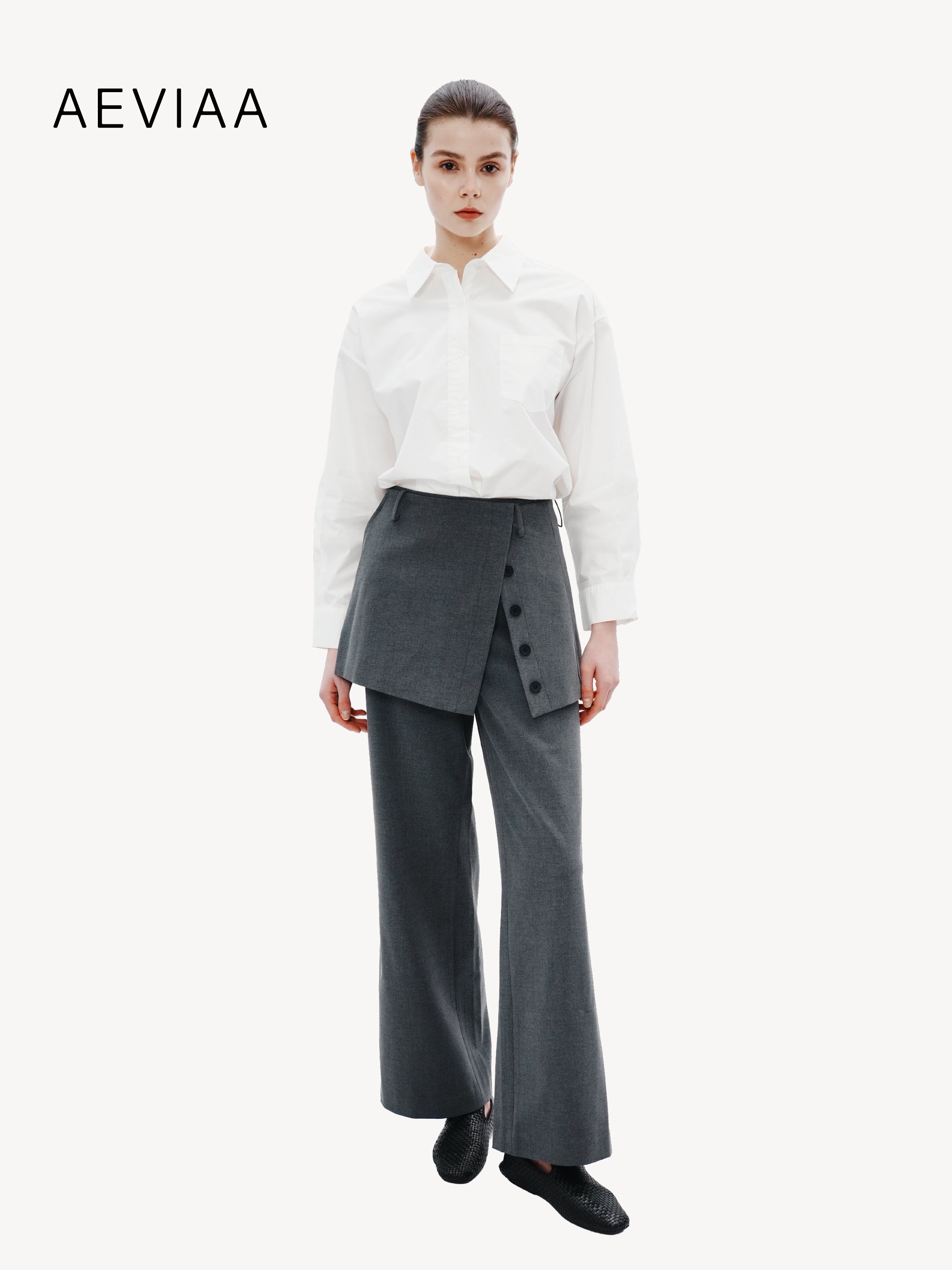 Layered Wool-Blend Trousers