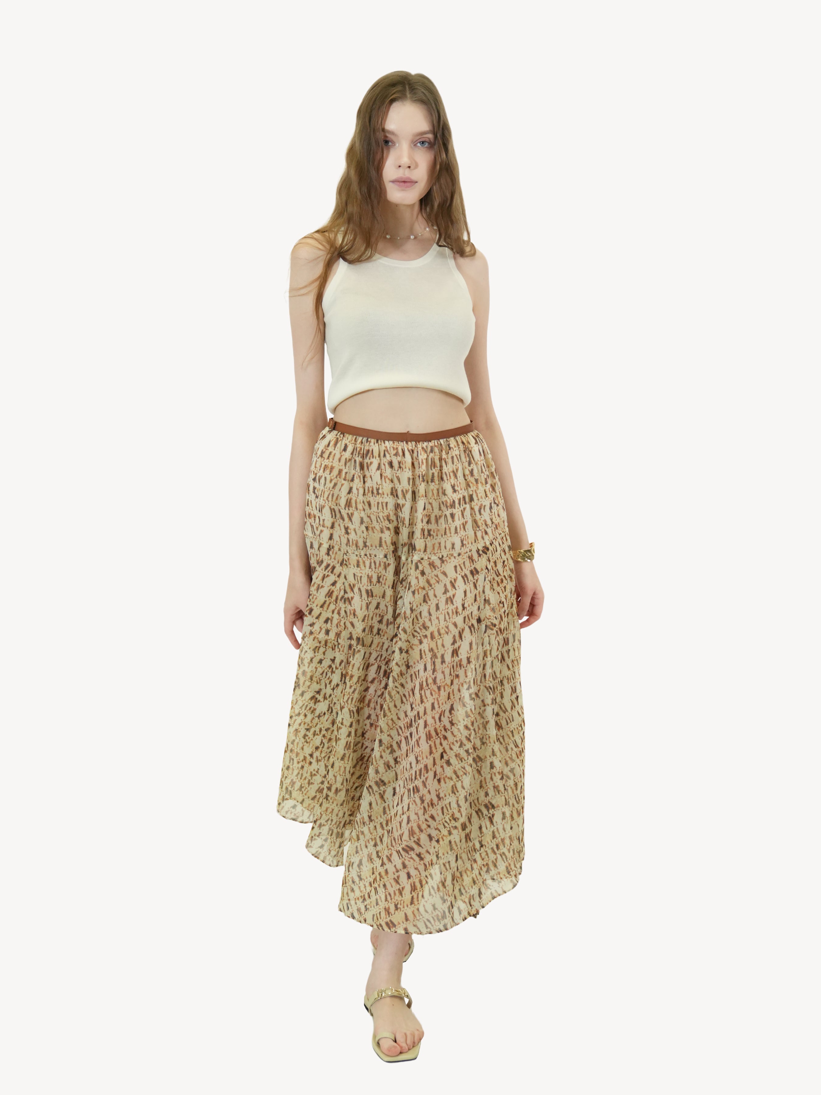 Abstract Print Asymmetrical Skirt
