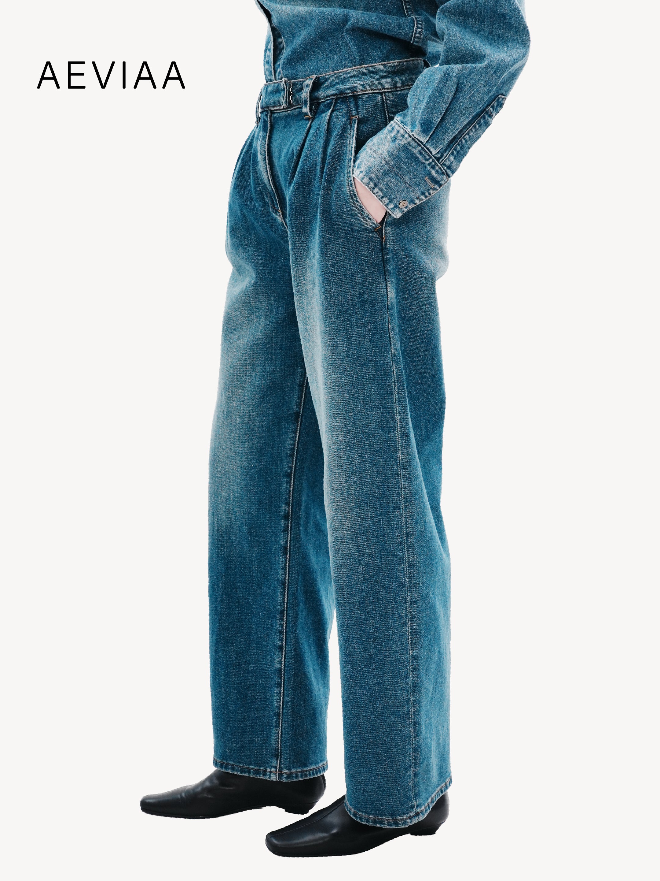 Wide-Leg Denim Trousers