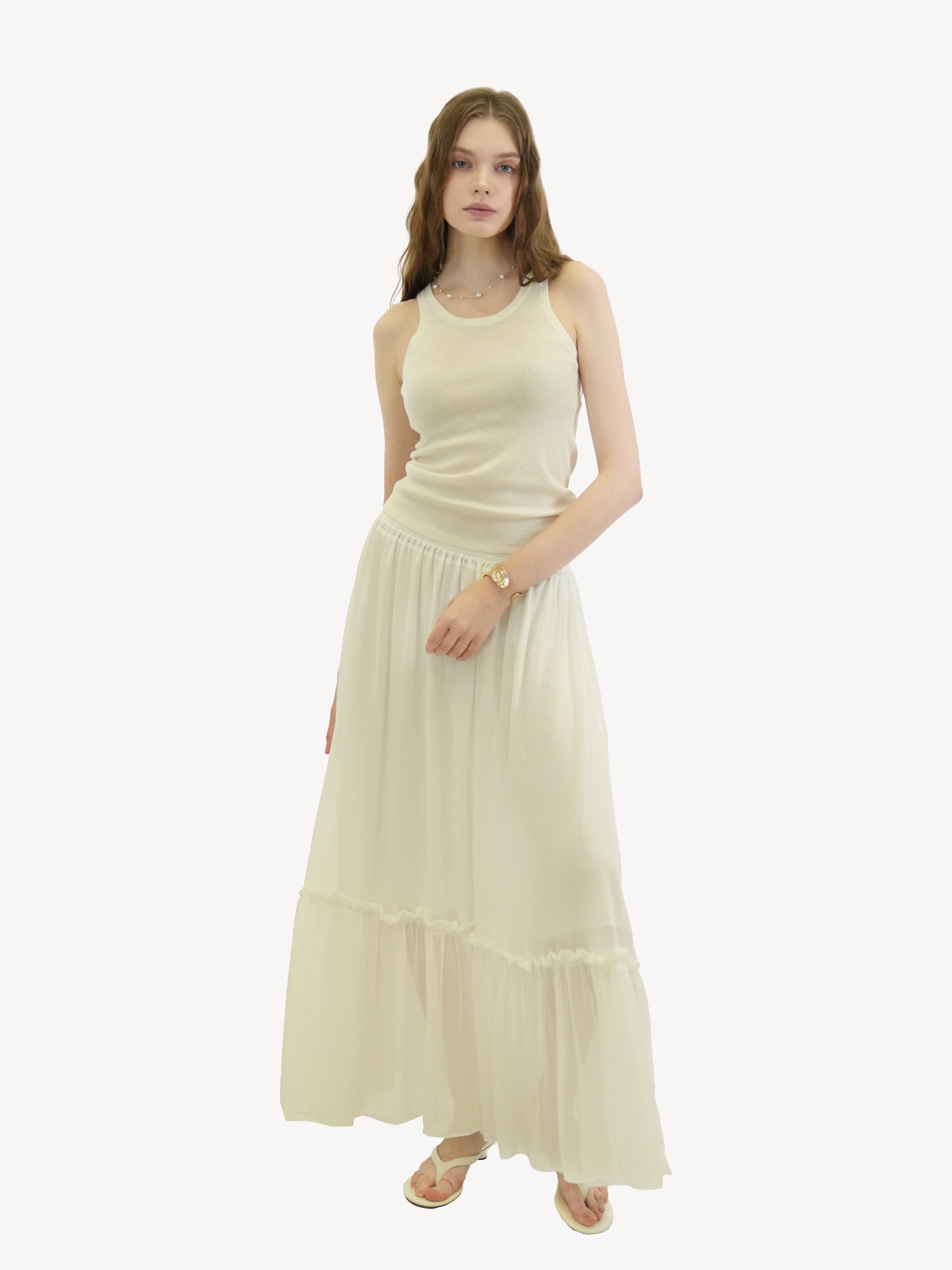 Tiered Viscose Maxi Skirt