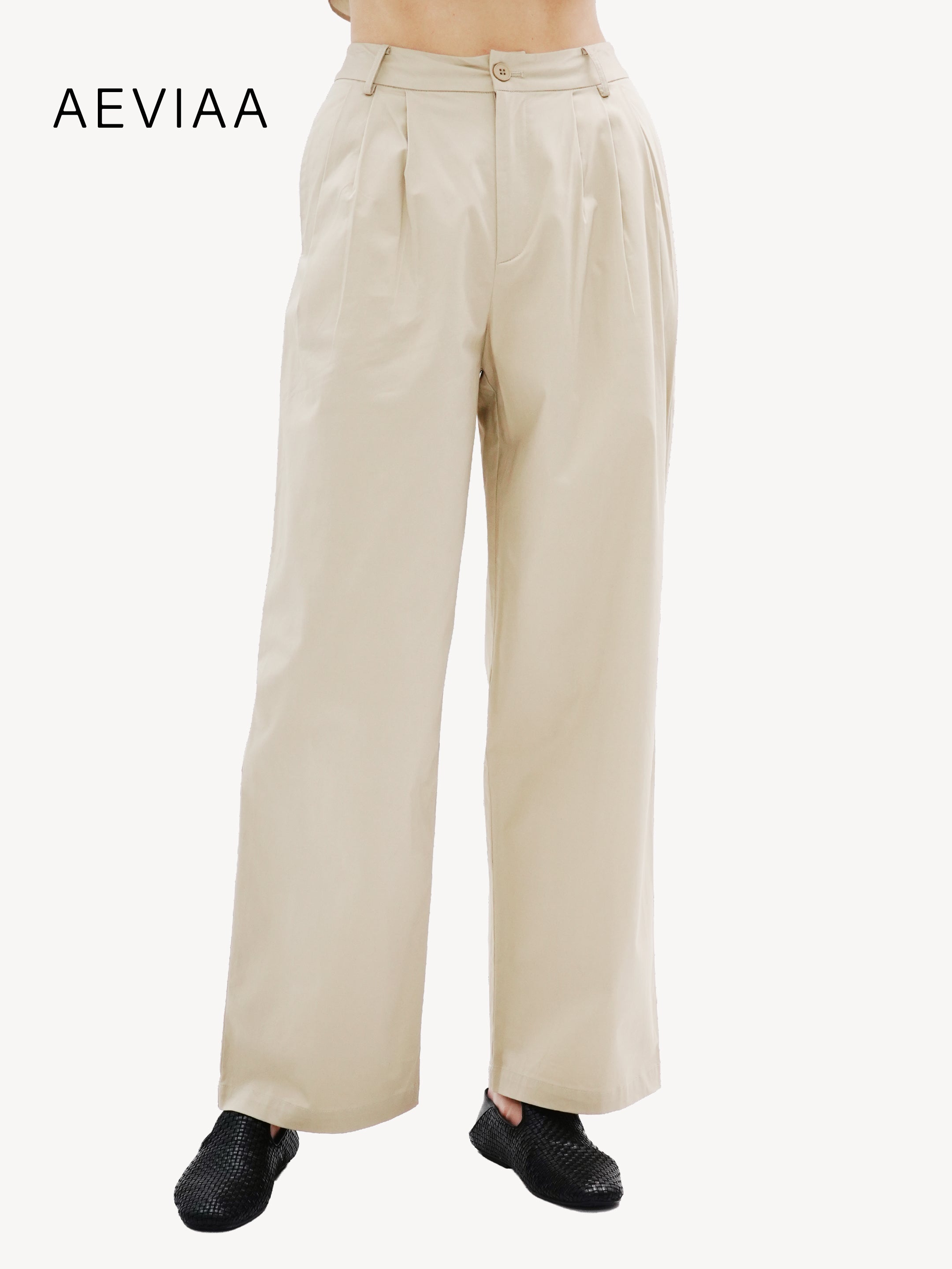 Wide-Leg Cotton Trousers
