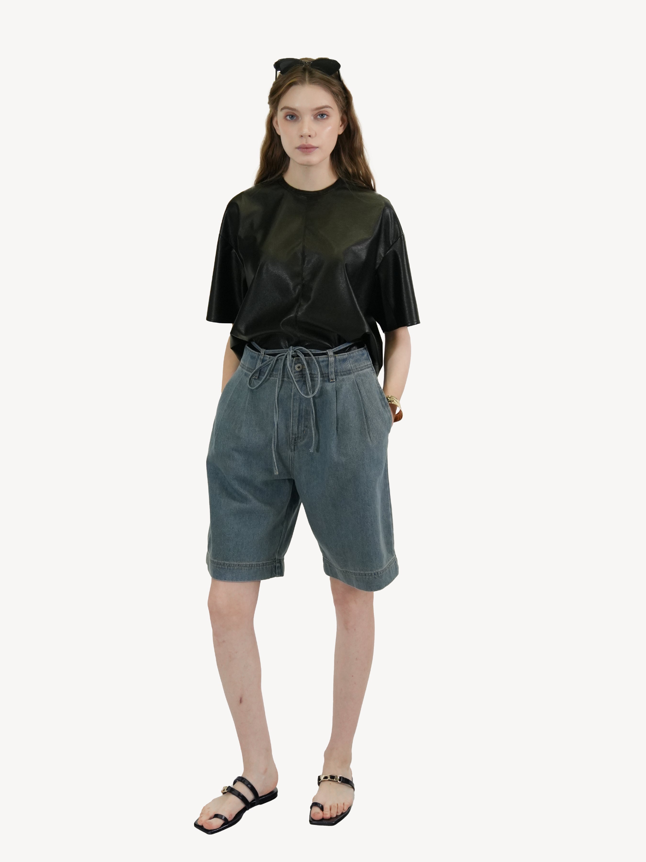 Faux Leather Oversized Tee