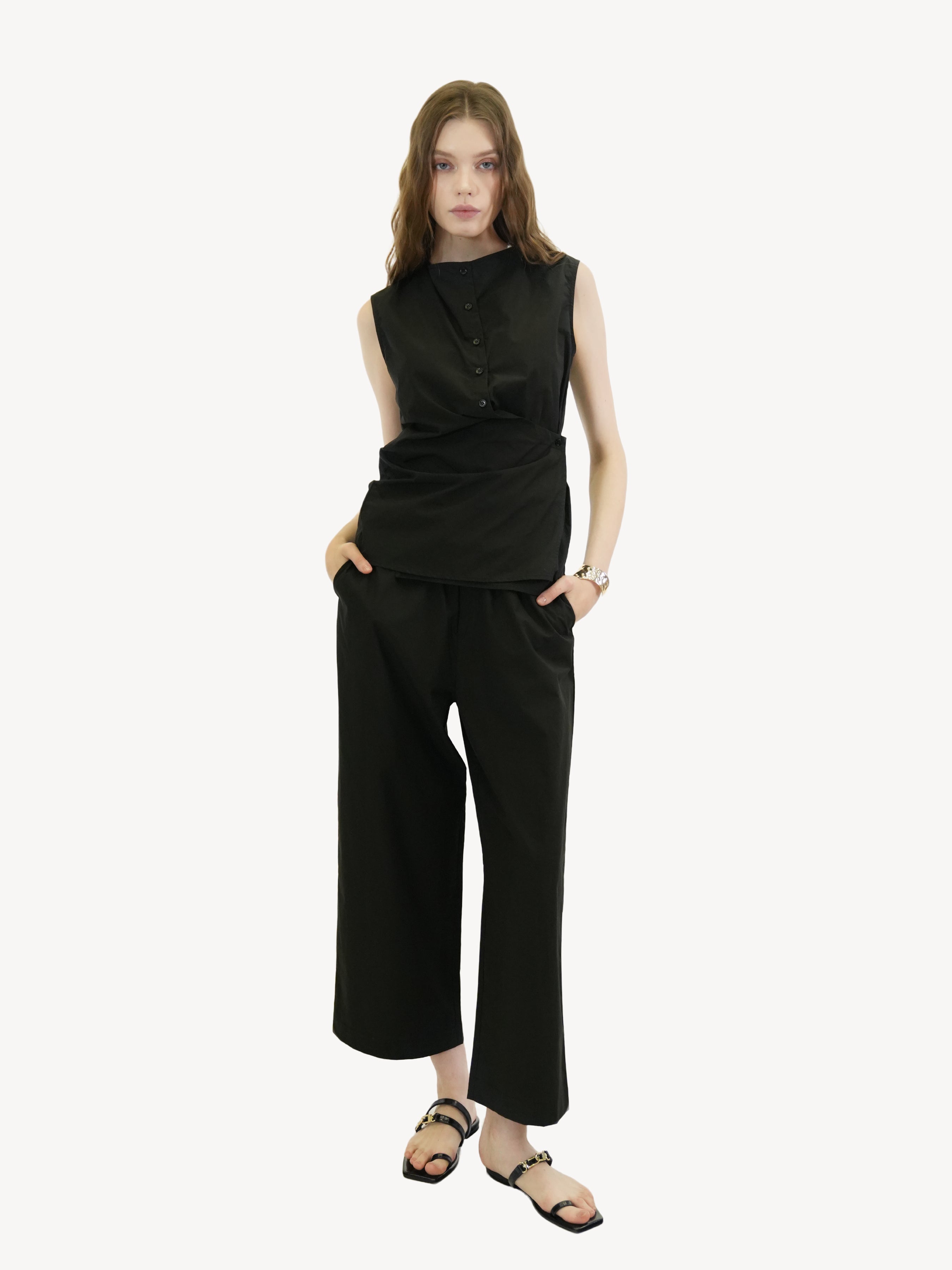 Cotton Sleeveless Wrap Top