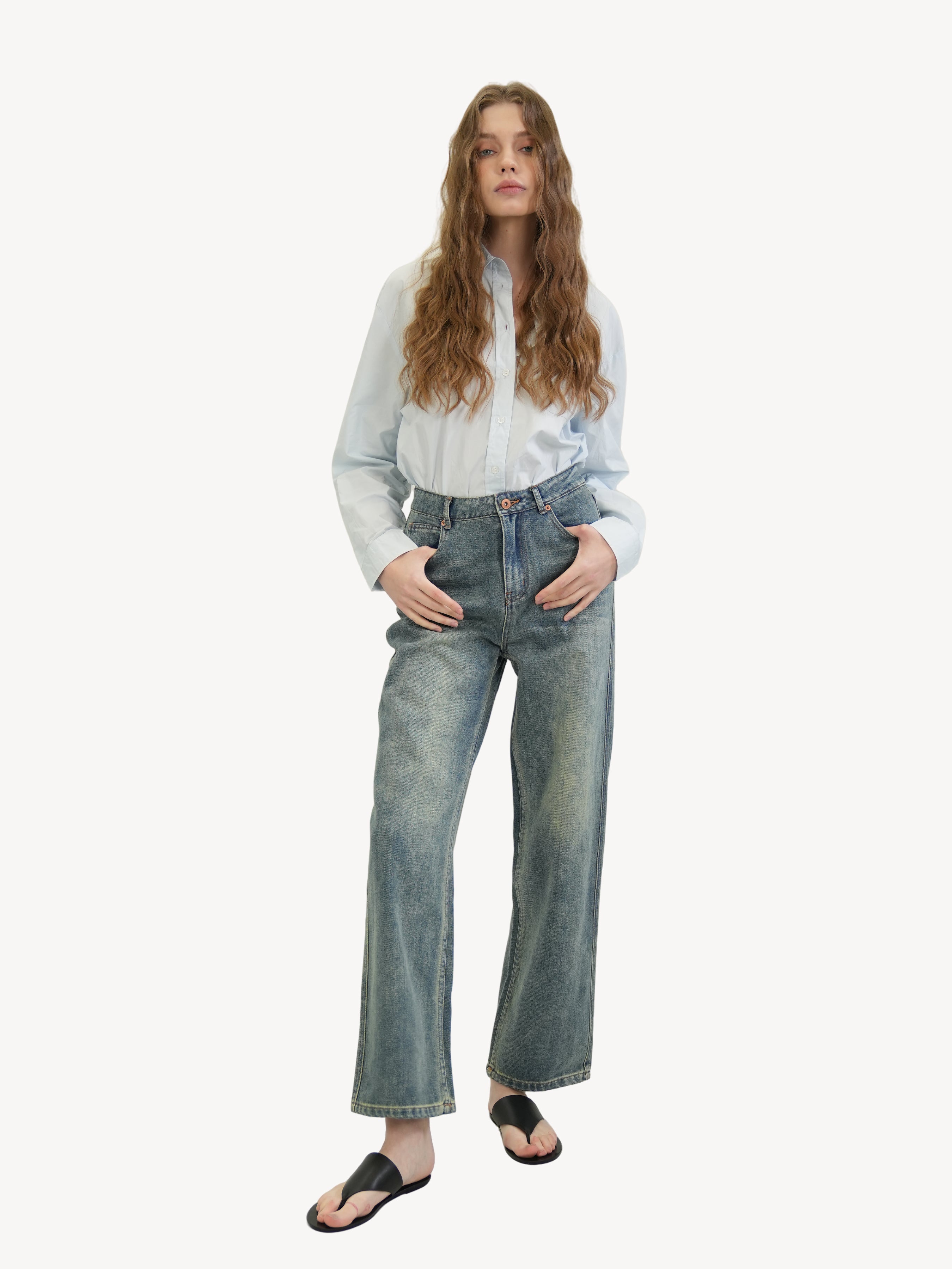 The Gold-Button Straight Jeans