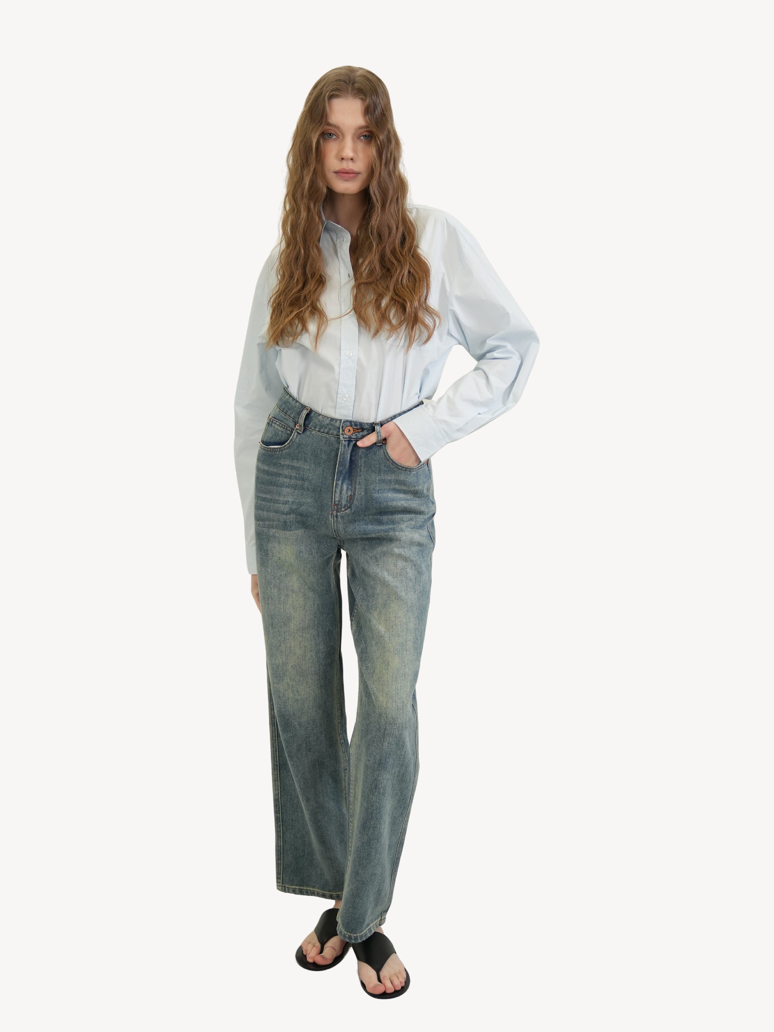 The Gold-Button Straight Jeans