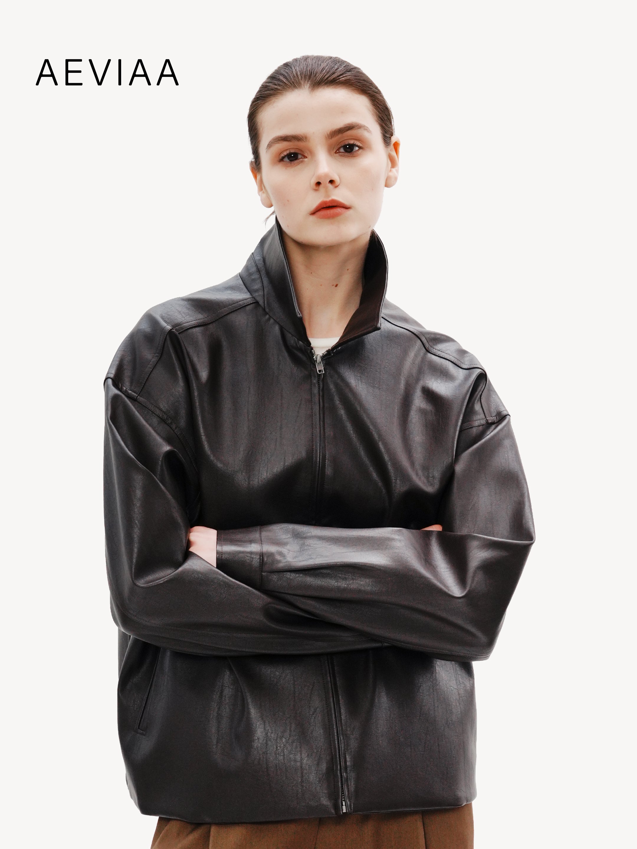 Contemporary Leather Zip Jacket