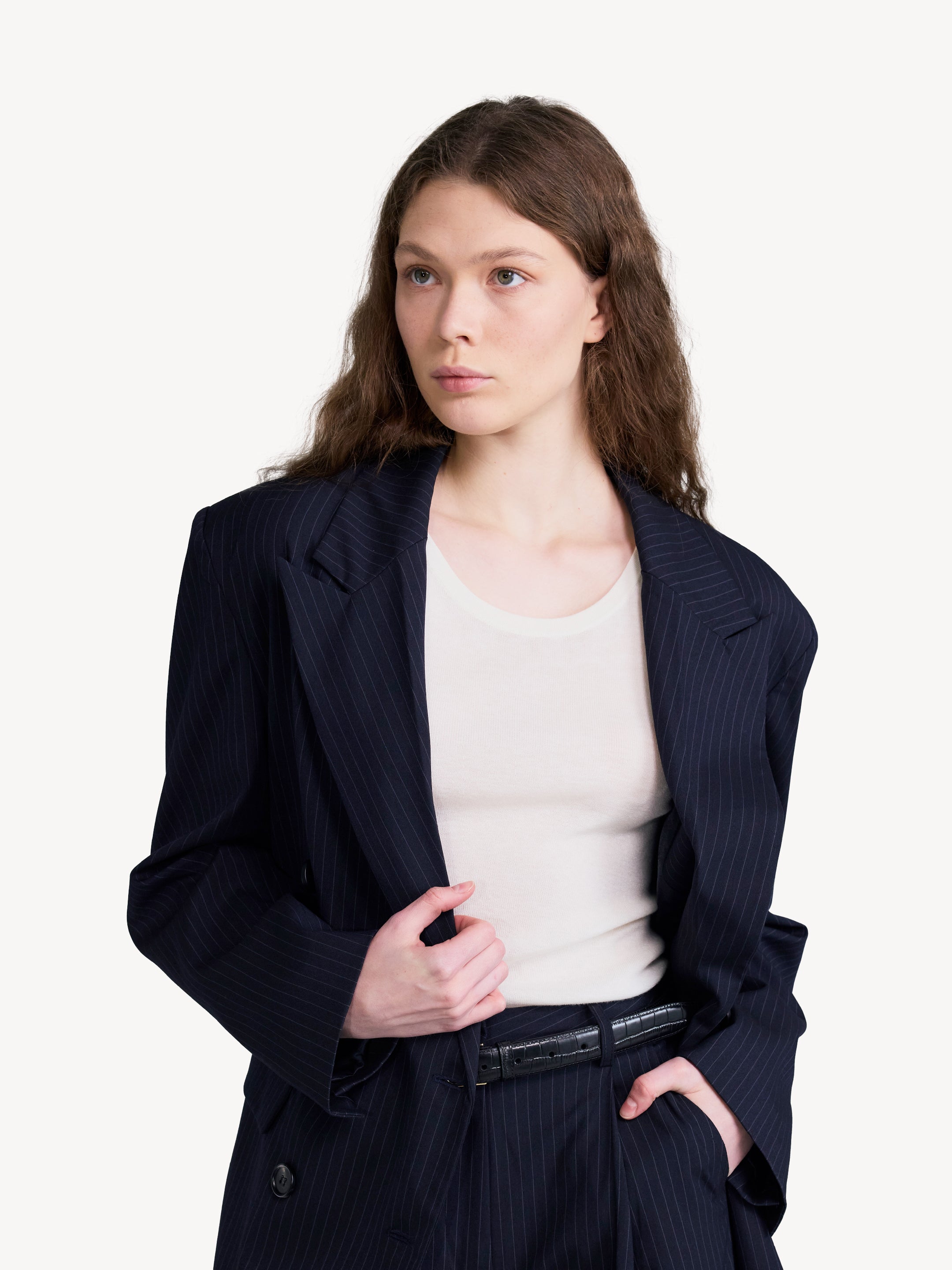 Pinstripe Double Blazer