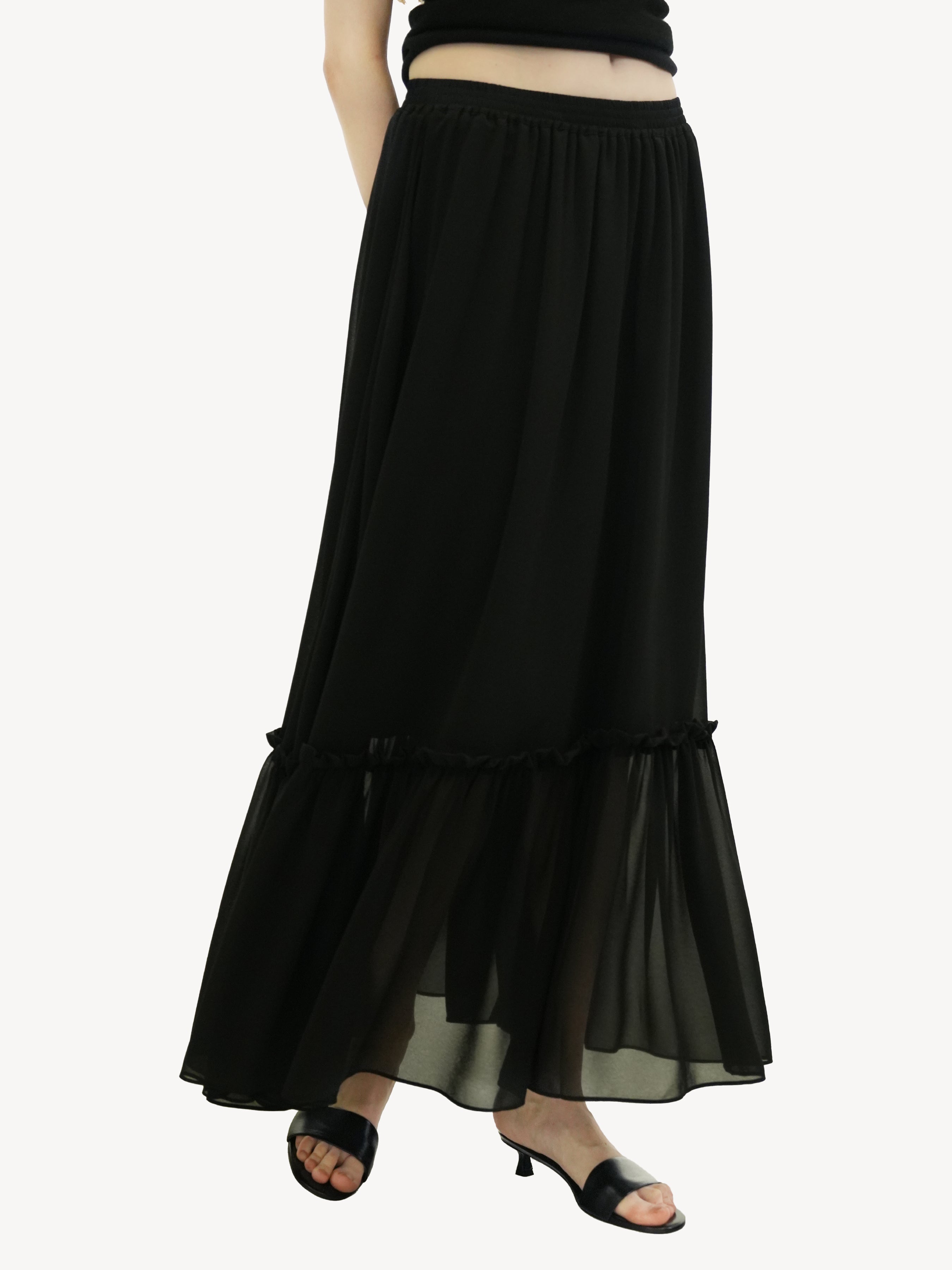 Tiered Viscose Maxi Skirt