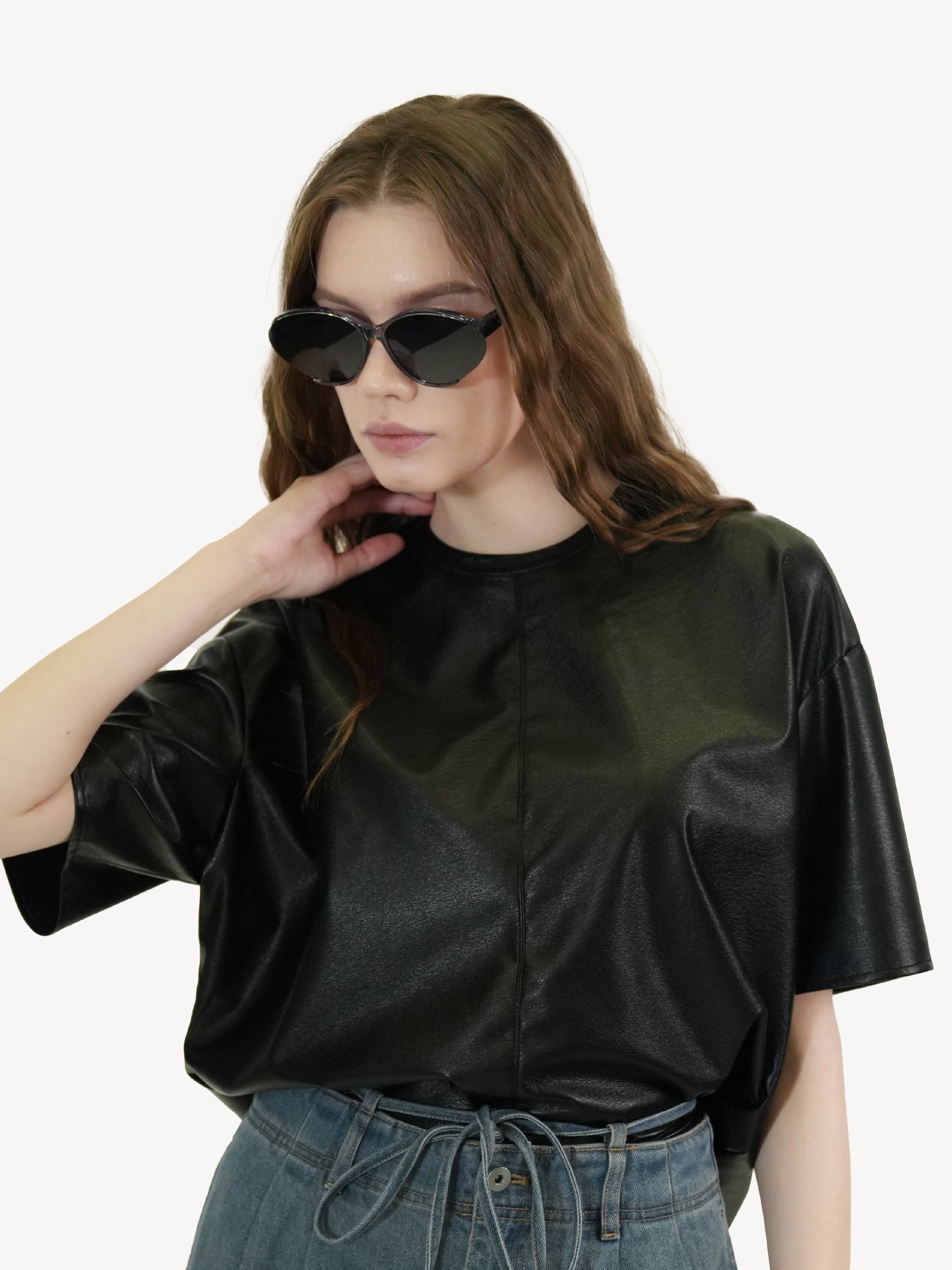 Faux Leather Oversized Tee