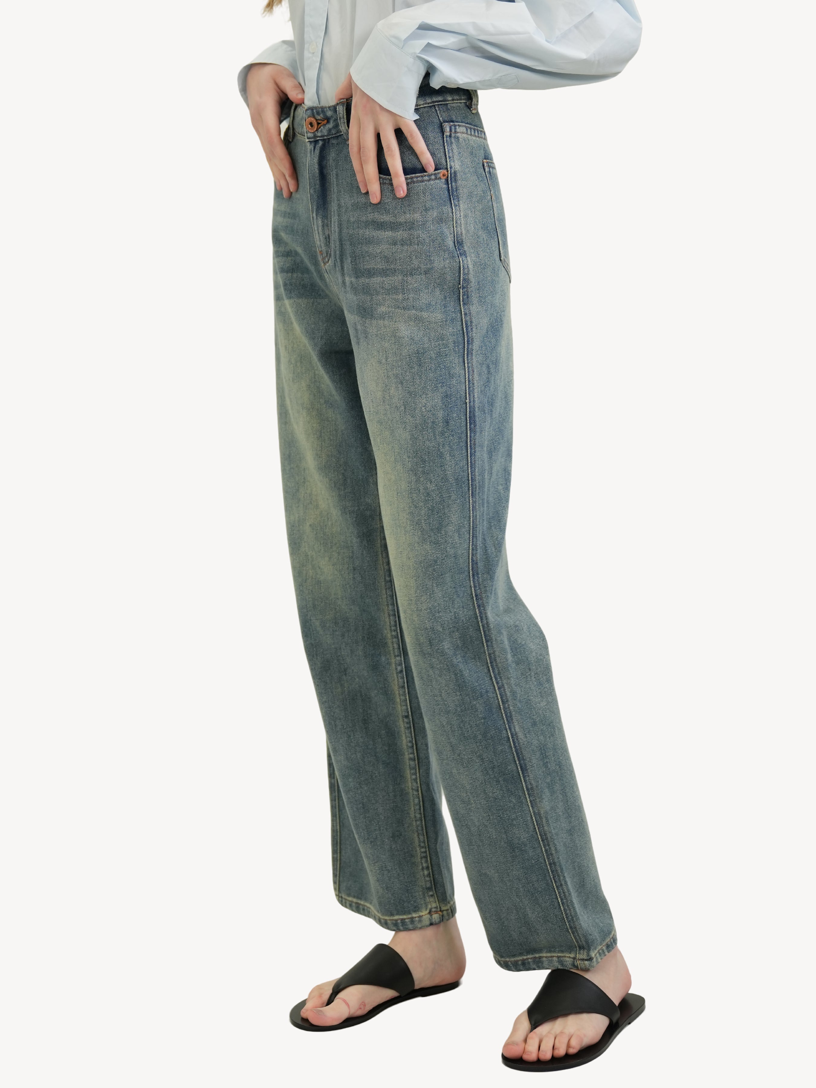 The Gold-Button Straight Jeans