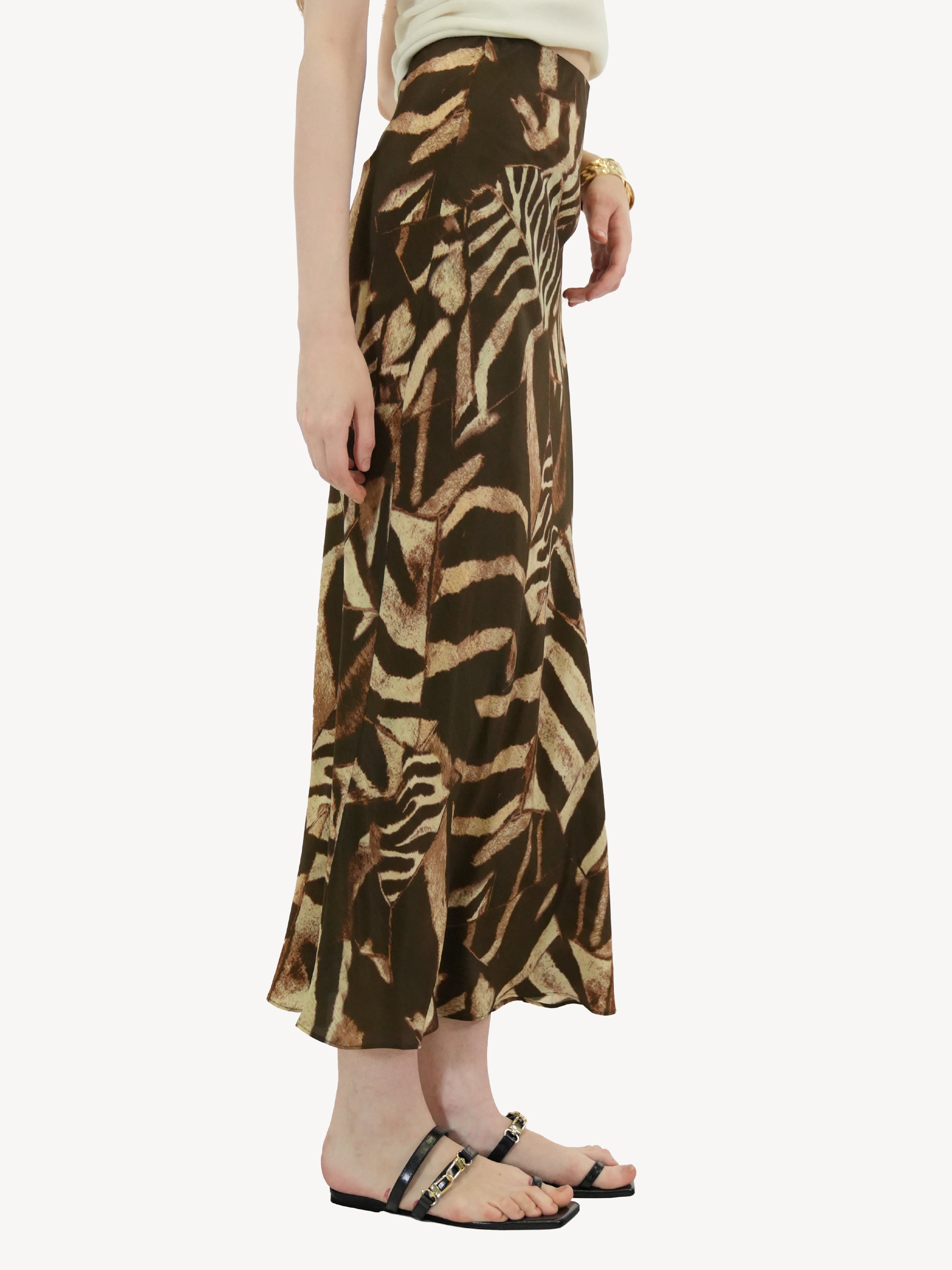 Botanical Print Crepe Midi Skirt
