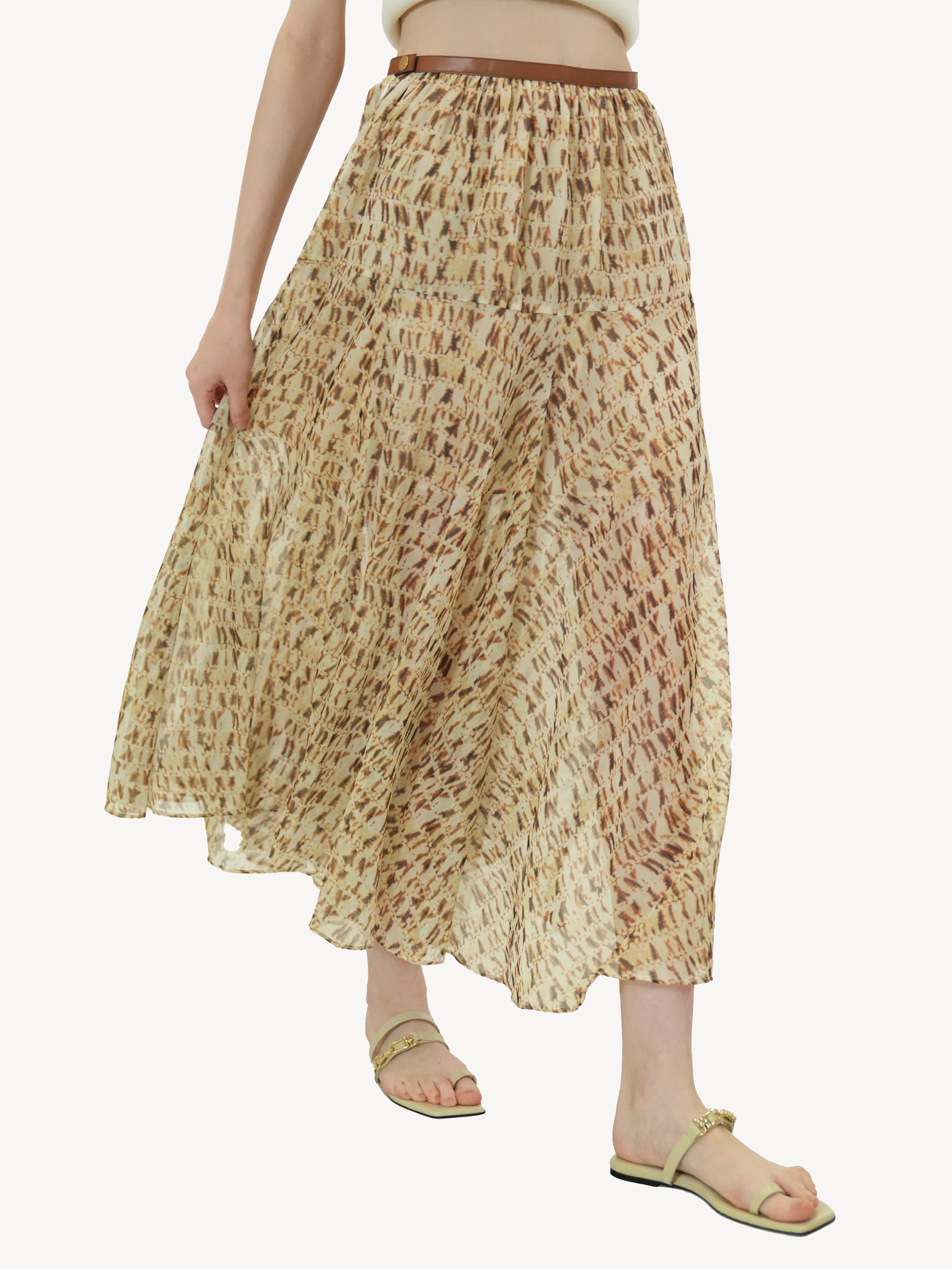 Abstract Print Asymmetrical Skirt