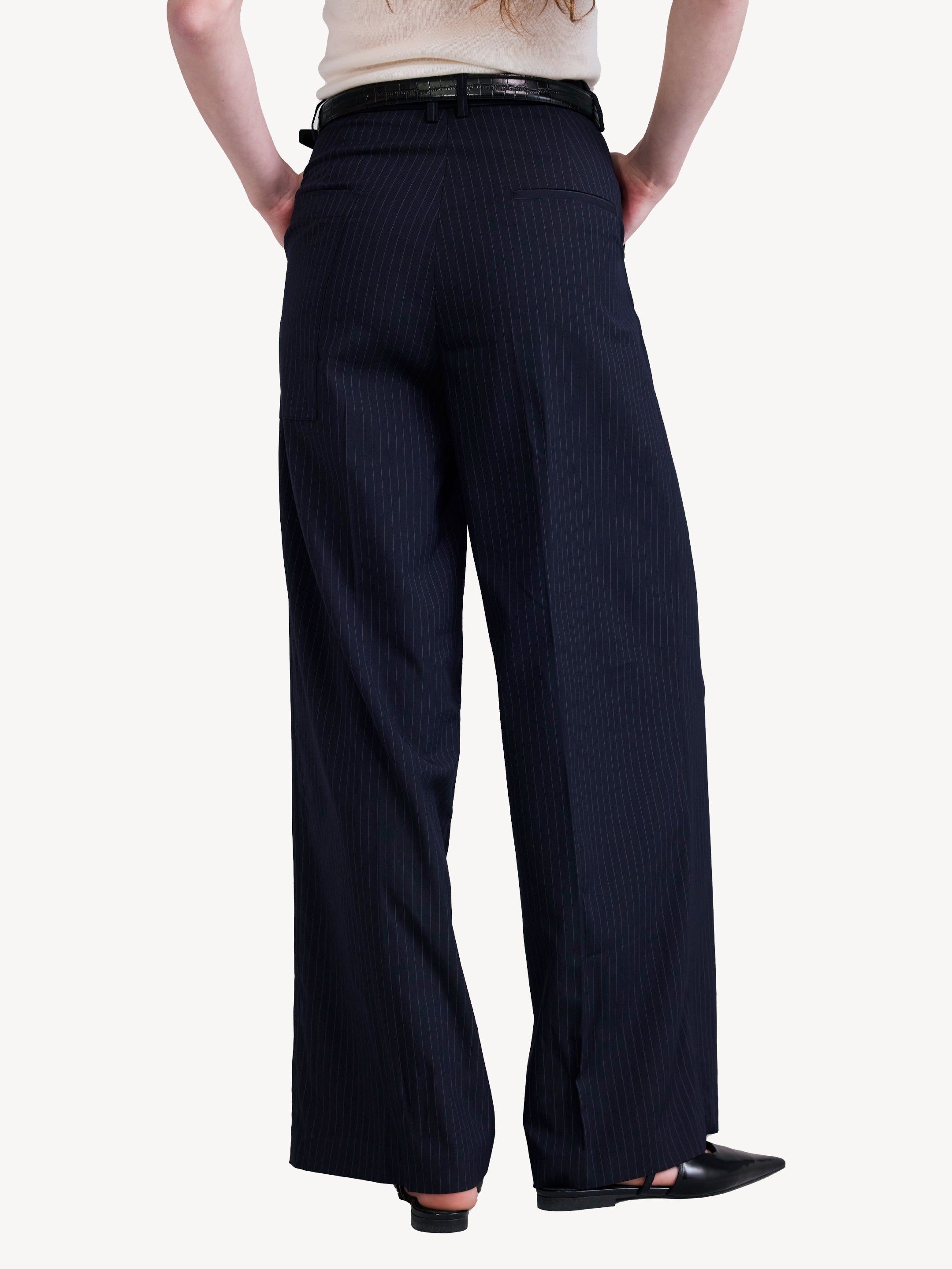 Pinstripe Wide Trousers