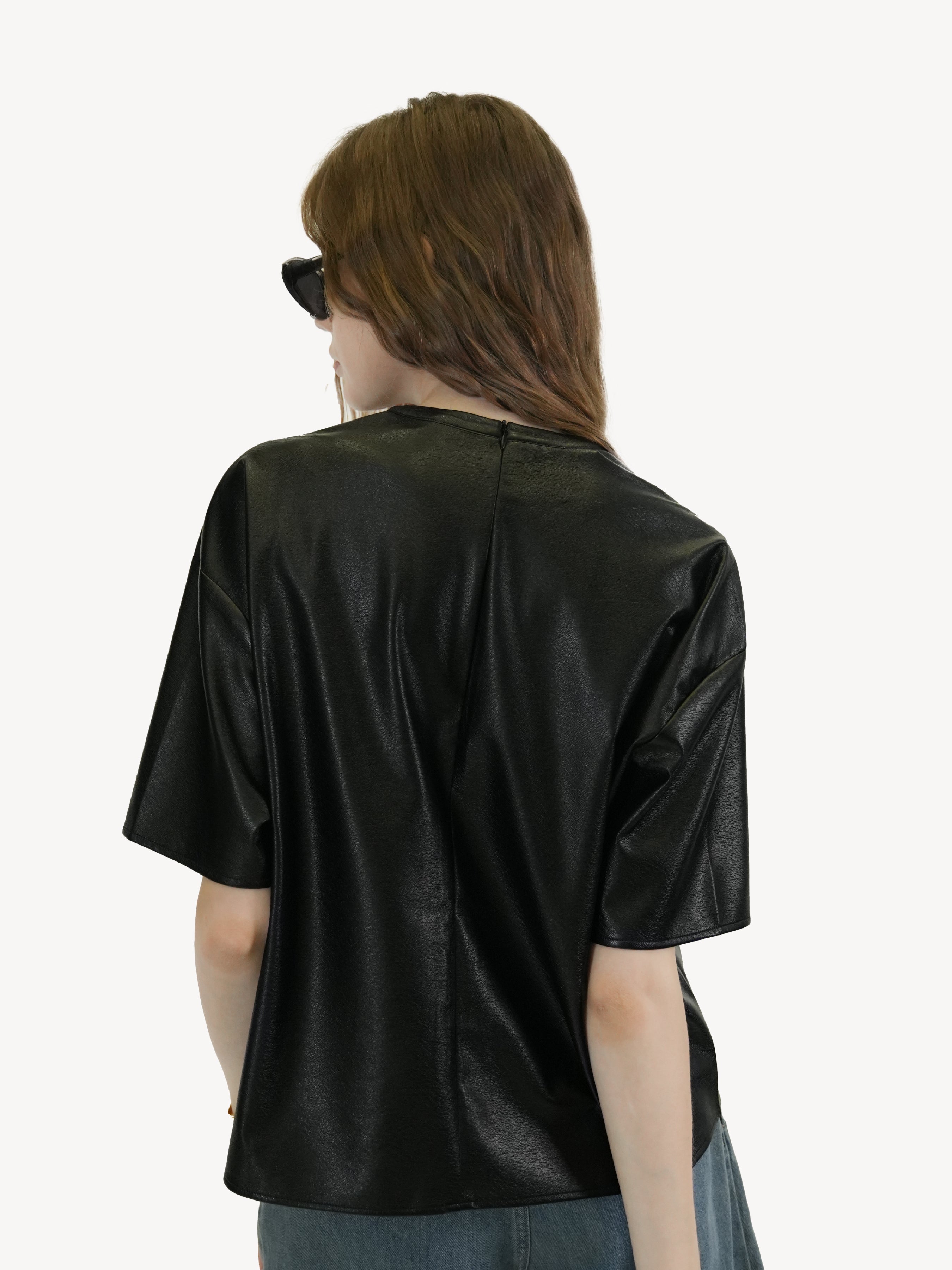 Faux Leather Oversized Tee