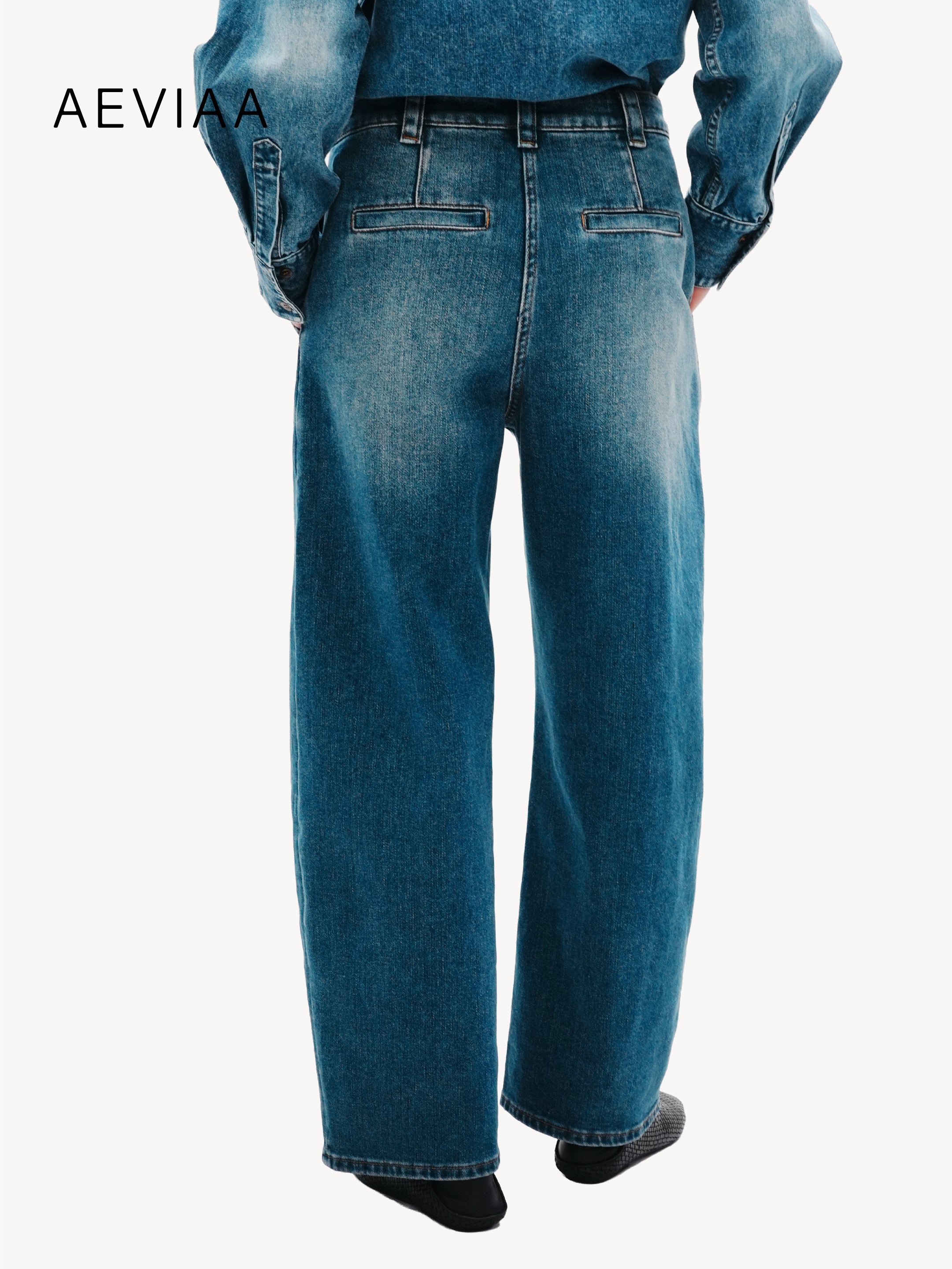 Wide-Leg Denim Trousers