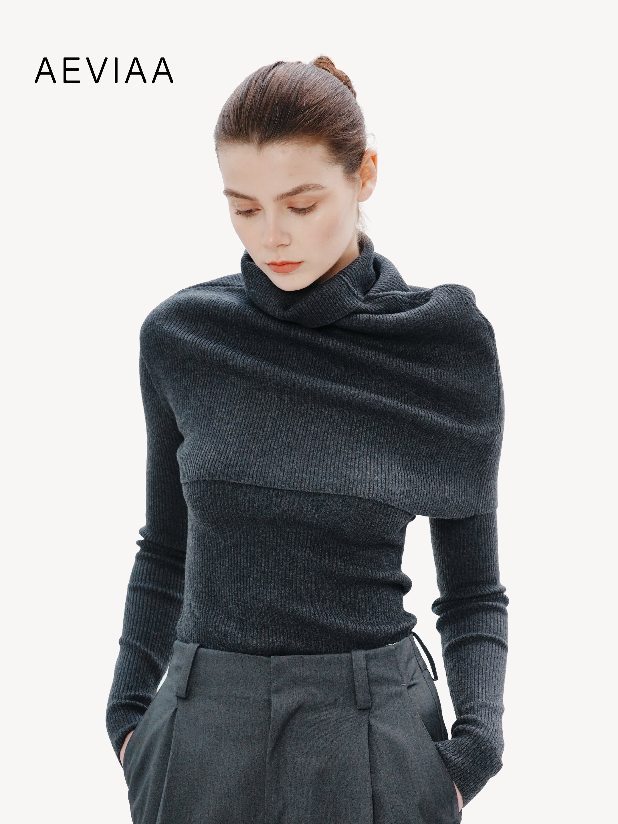 Ribbed Wool Wrap Knit