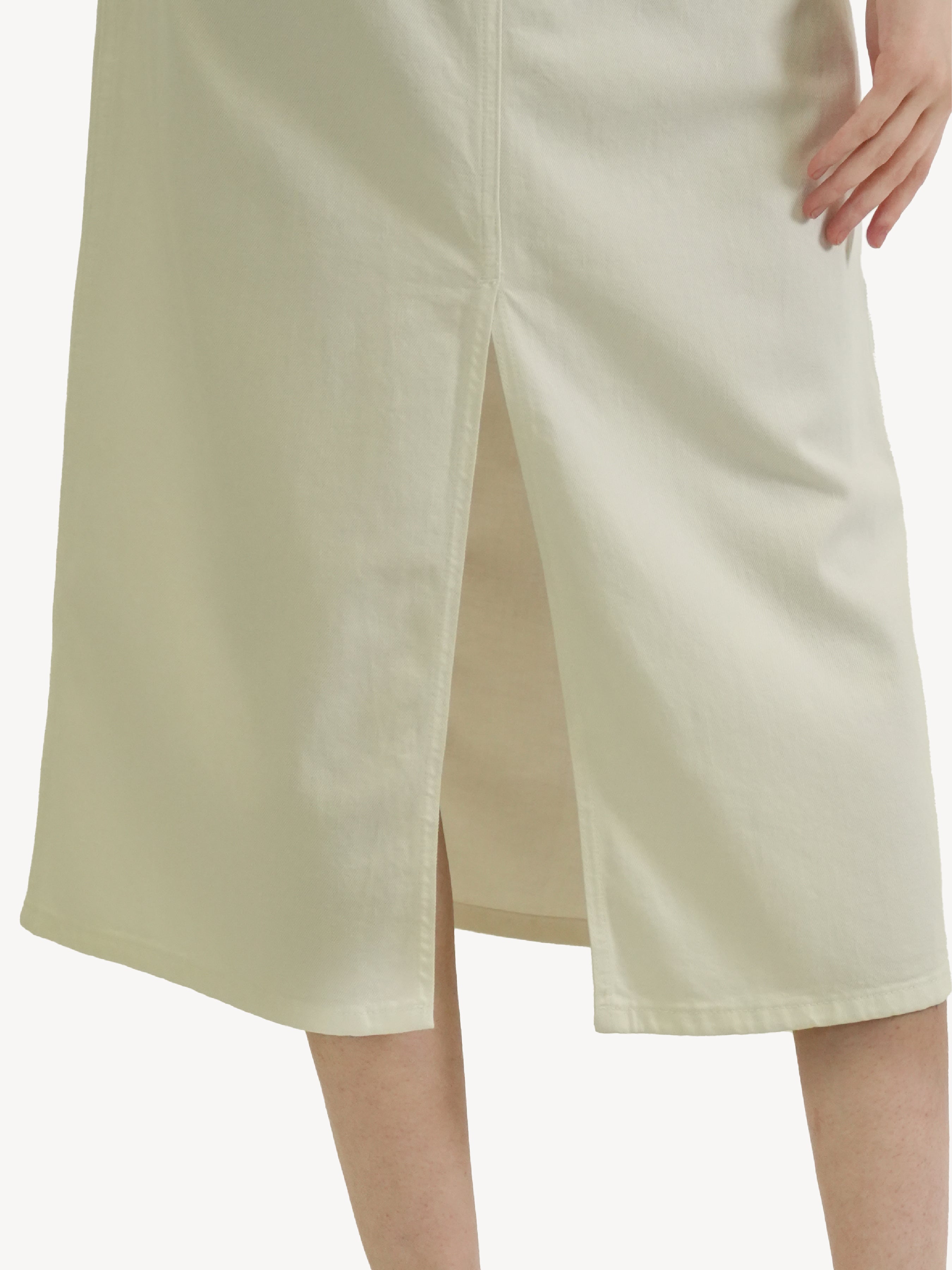 High-Waisted Denim Midi Skirt