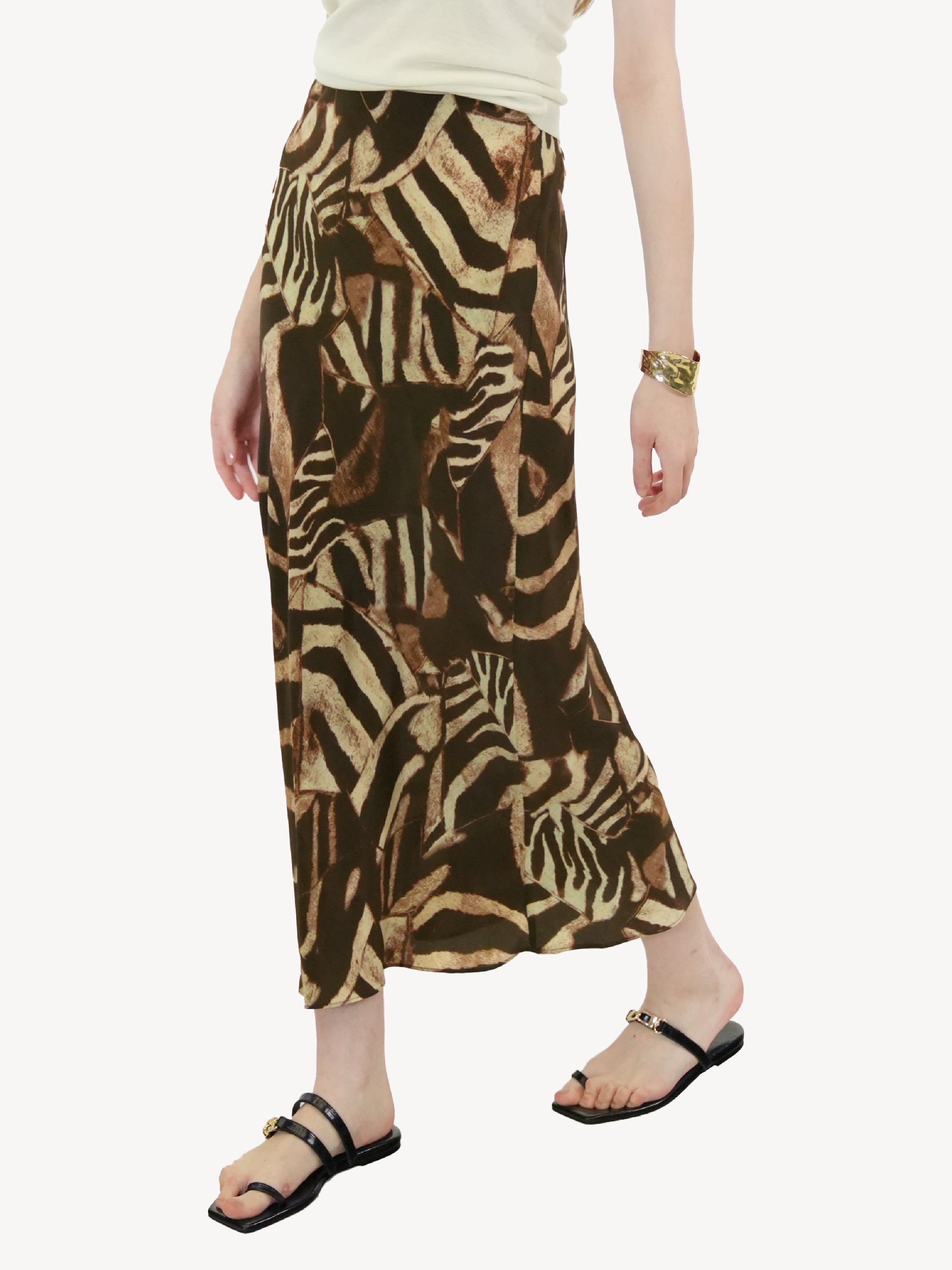Botanical Print Crepe Midi Skirt