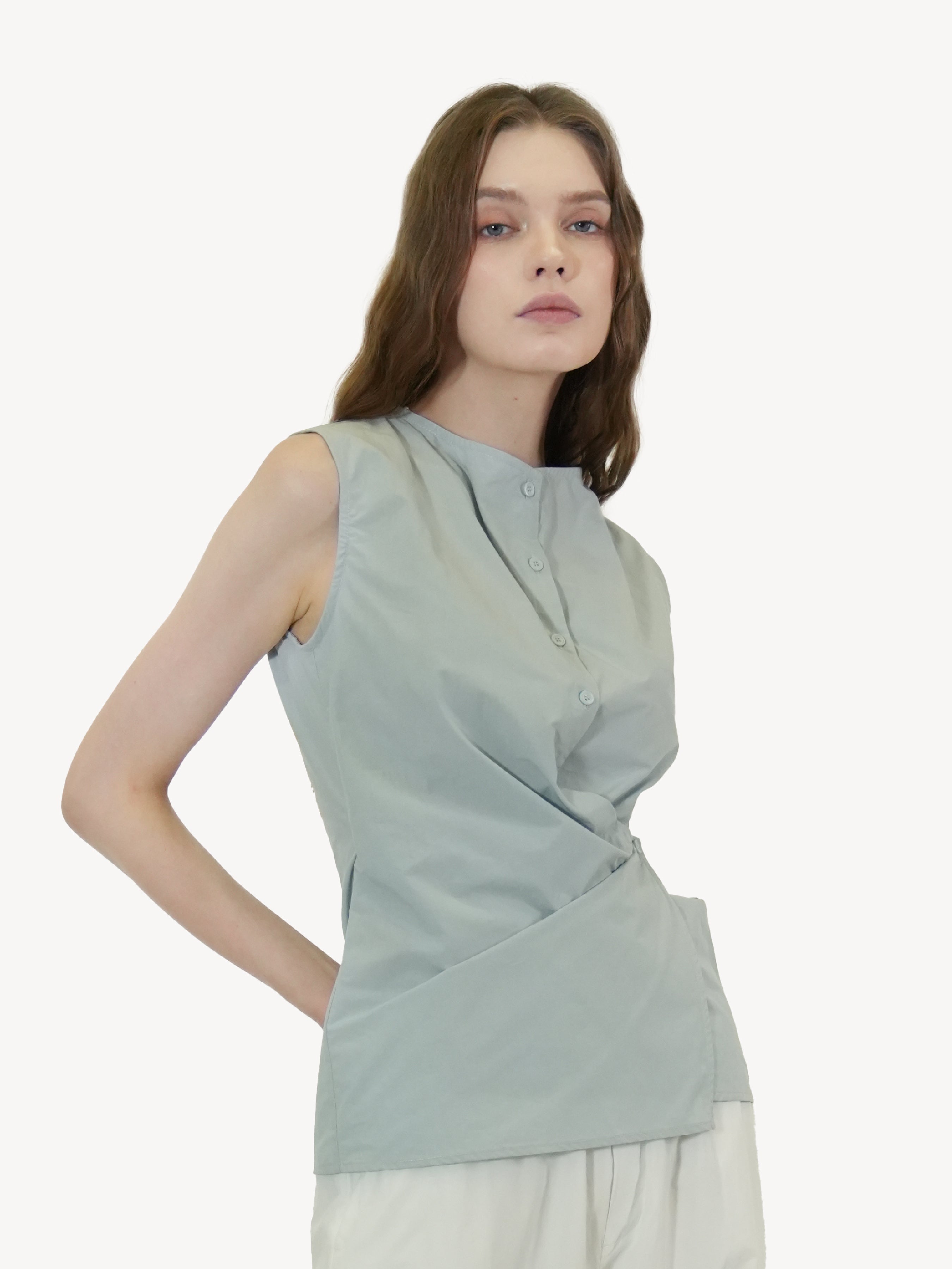 Cotton Sleeveless Wrap Top