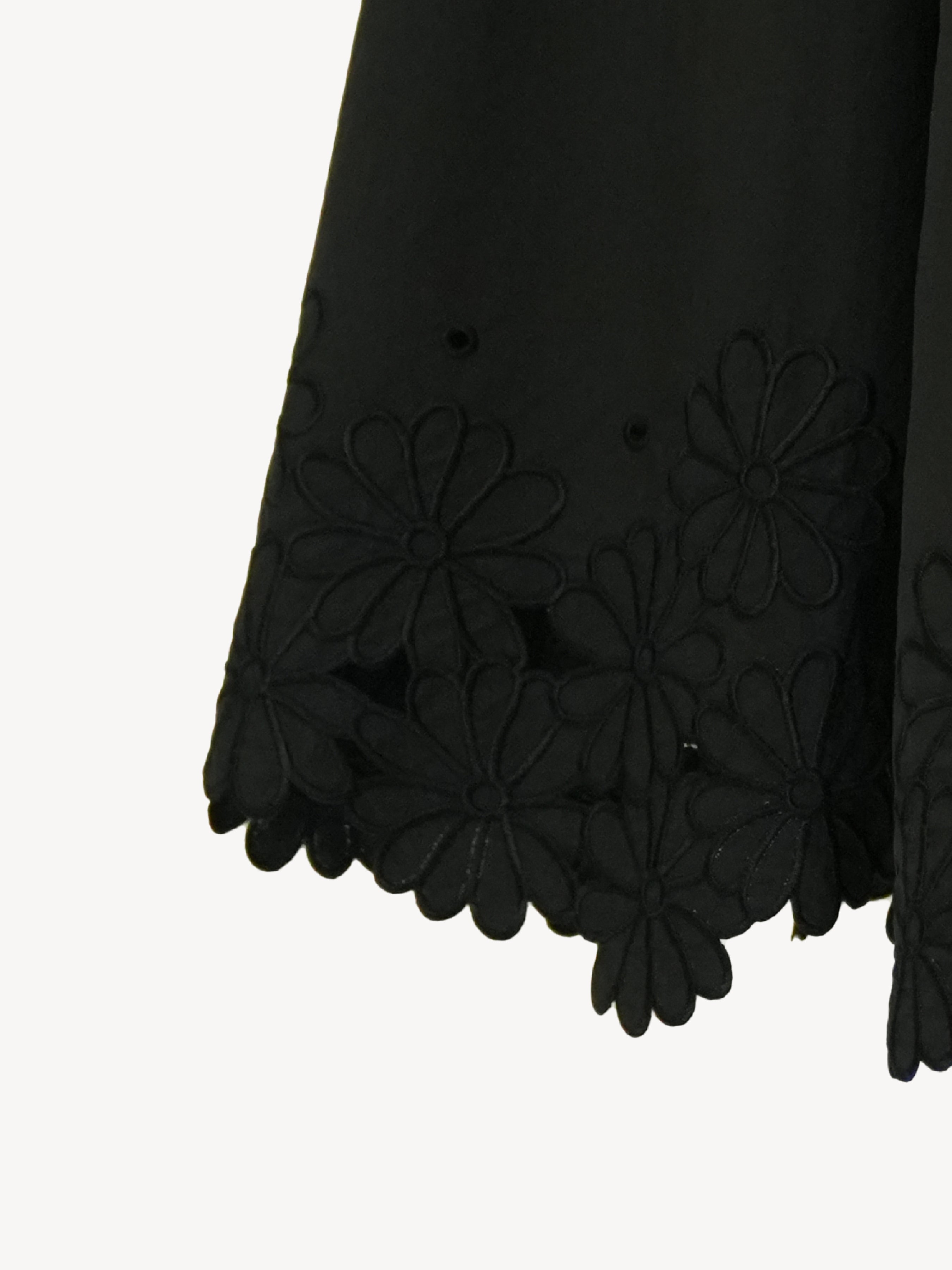 Cotton Lace Hem Midi Skirt