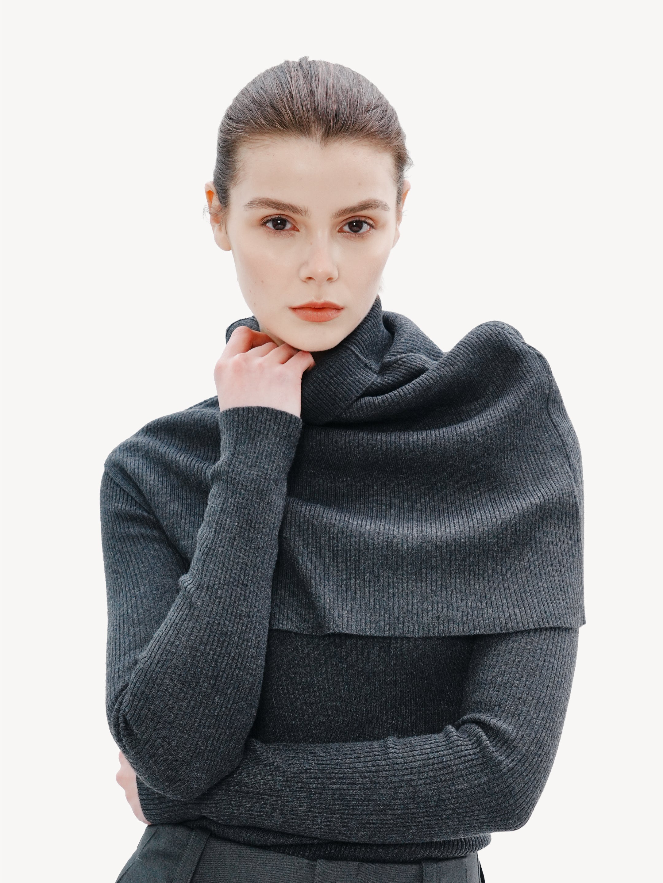 Ribbed Wool Wrap Knit