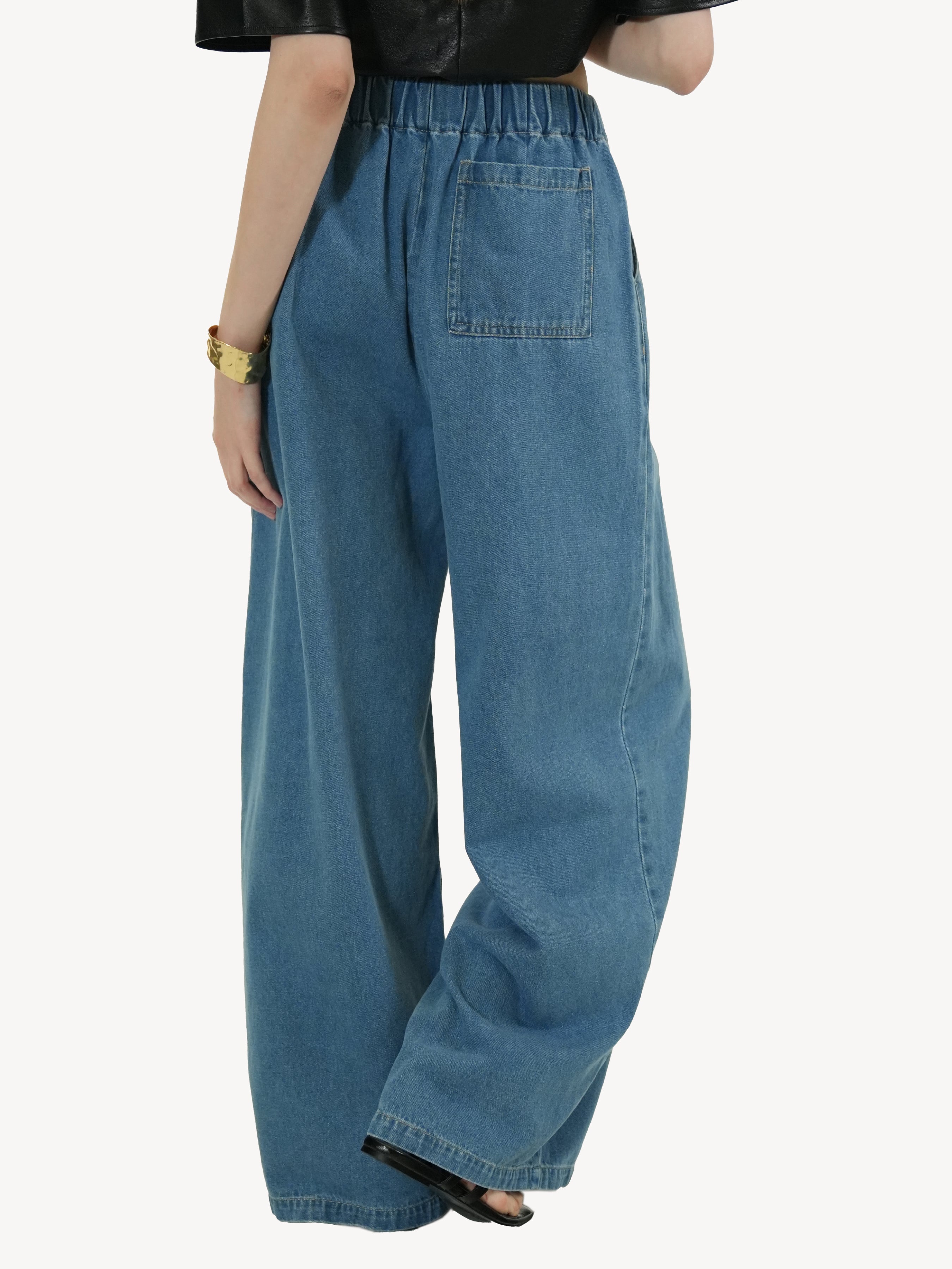 Wide-Leg Denim Trousers